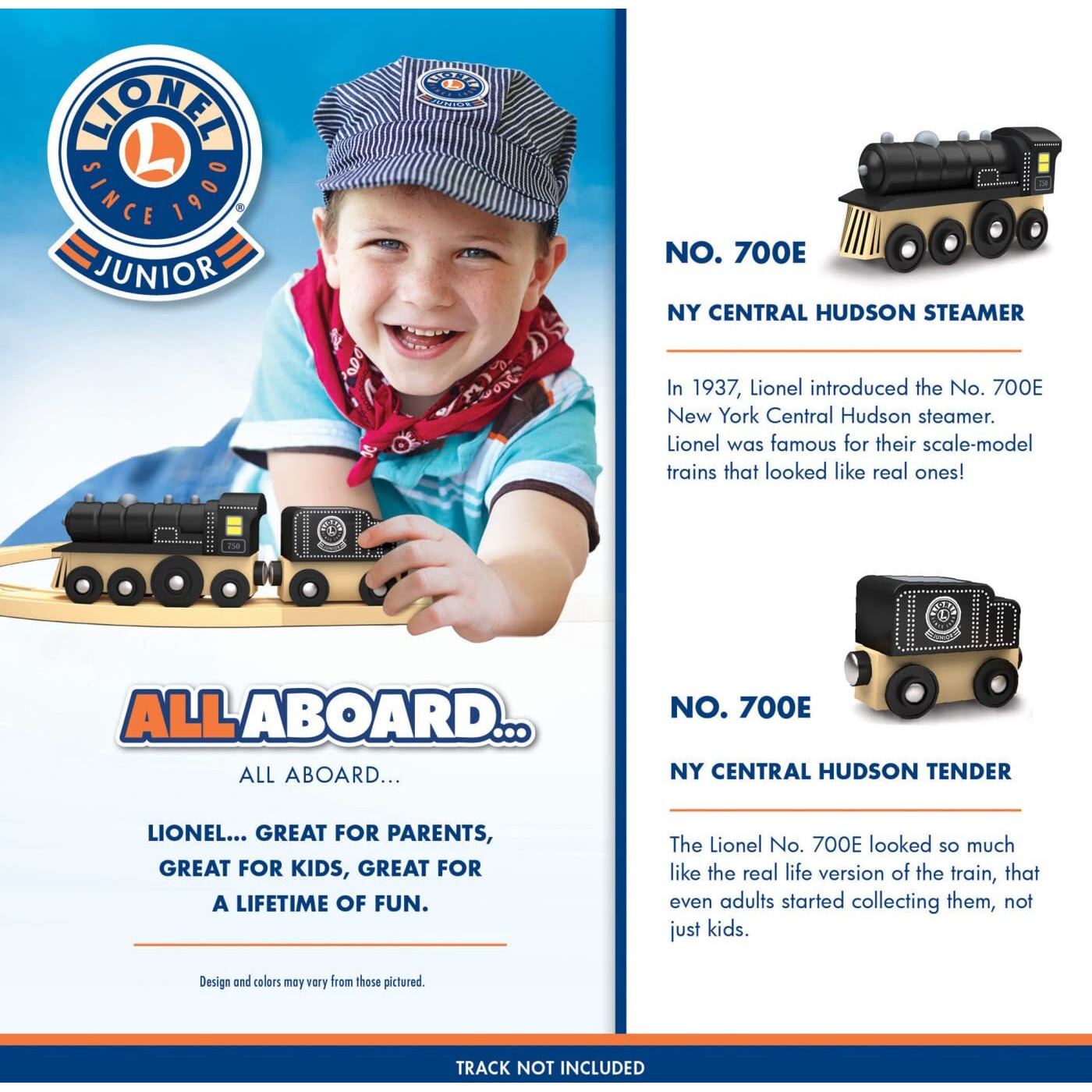 Masterpieces Wood Train 2 Piece Set - Lionel Collector's Steam Engine & Coal Car - Officially Licensed Toddler & Kids Toy