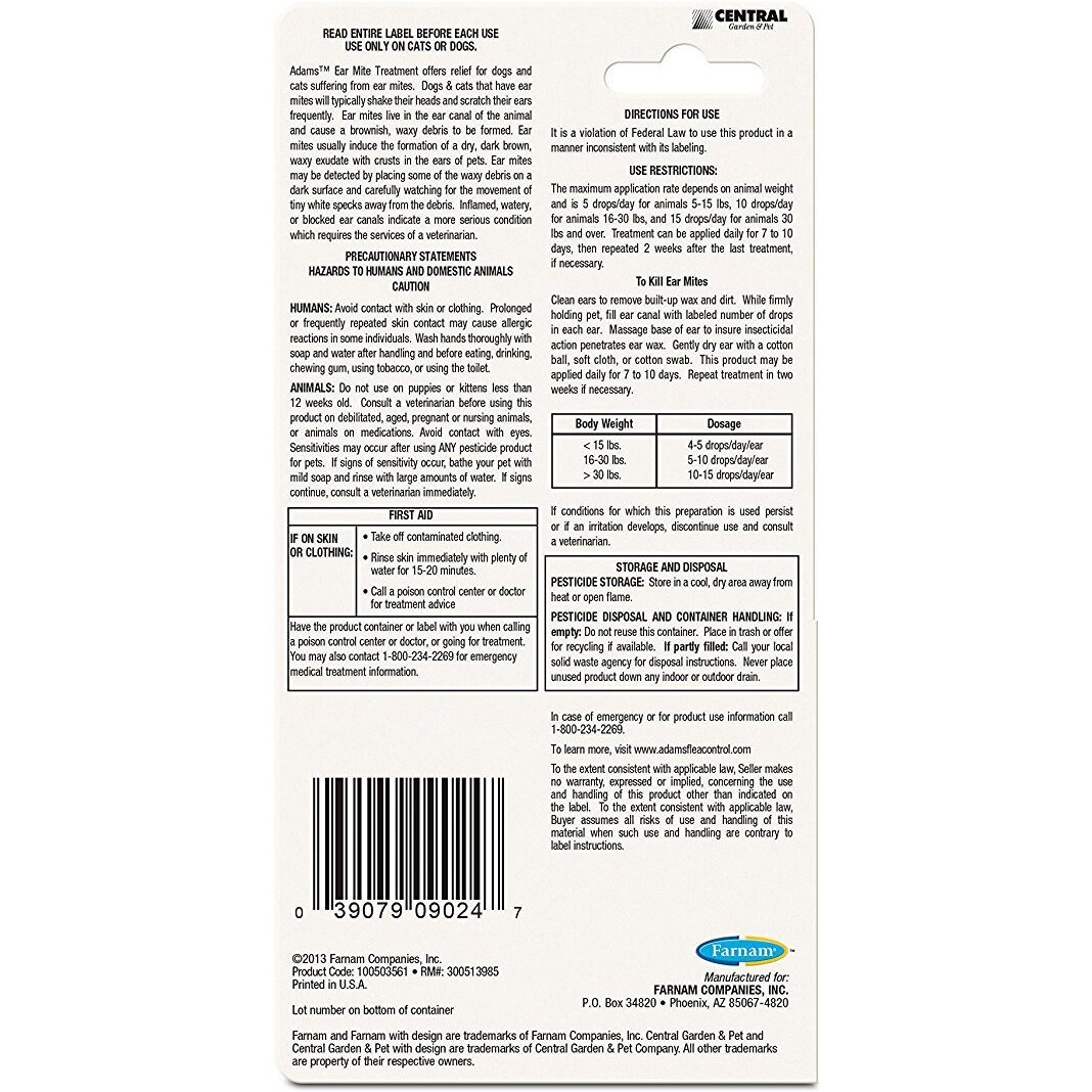Adams Ear Mite Treatment