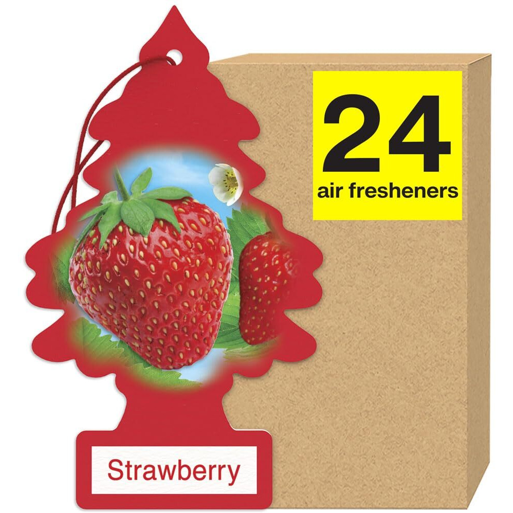 Little Trees Air Fresheners Car Air Freshener. Hanging Tree Provides Long Lasting Scent For Auto Or Home. Strawberry  24 Air Fresheners