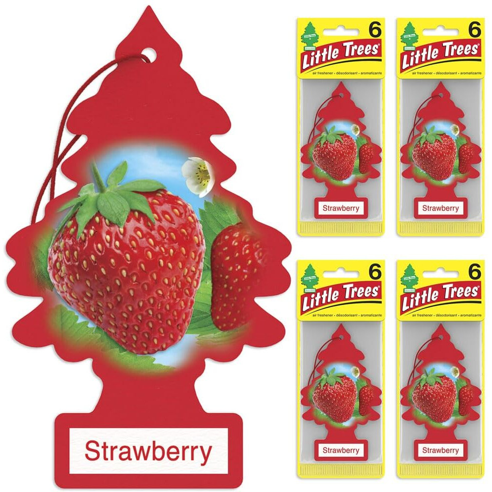 Little Trees Air Fresheners Car Air Freshener. Hanging Tree Provides Long Lasting Scent For Auto Or Home. Strawberry  24 Air Fresheners
