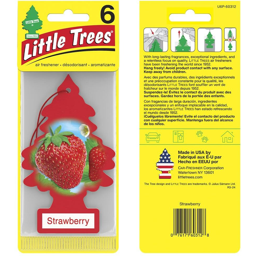Little Trees Air Fresheners Car Air Freshener. Hanging Tree Provides Long Lasting Scent For Auto Or Home. Strawberry  24 Air Fresheners