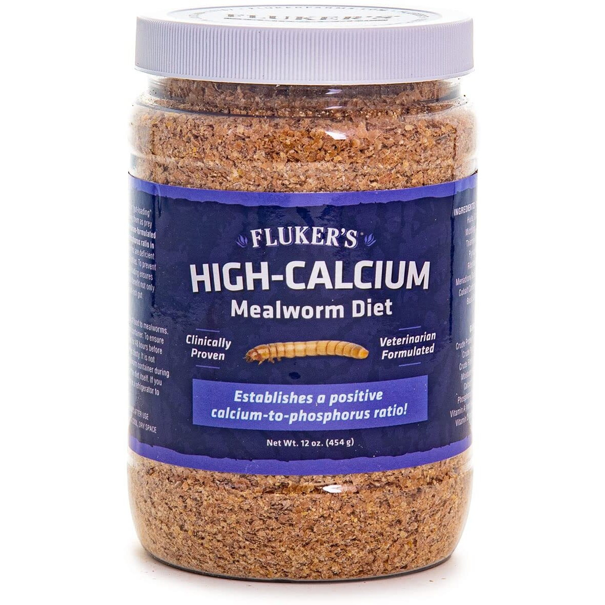 Fluker's High Calcium Mealworm Diet  Can Be Used As A Gut-Loading Food Or Bedding  12 Oz