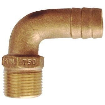 Groco 3/4 Npt X 3/4 Id Bronze 90 Degree Pipe To Hose Fitting Standard Flow Elbow