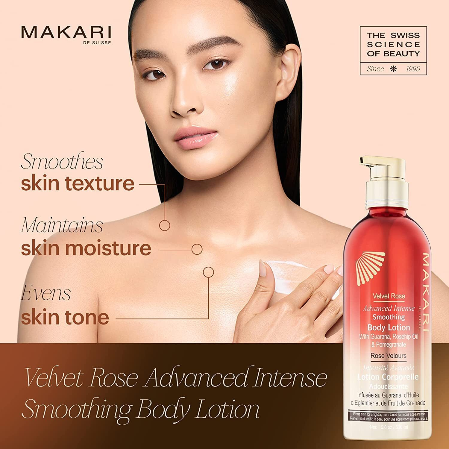Makari Velvet Rose Advanced Intense Smoothing Body Lotion (16.8 Oz) | Skin Firming And Tightening Lotion And Body Moisturizer | Anti-Aging Body Lotion For Dry Skin | Body Skin Care Products