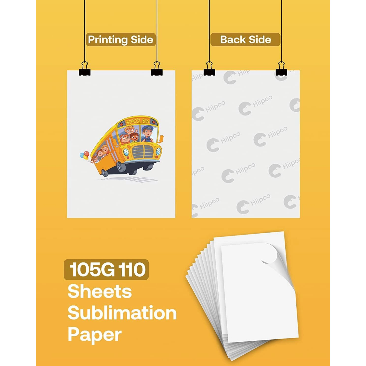Hiipoo Sublimation Paper 8.5X11 Inch  Work With Sublimation Ink And E Sawgrass Inkjet Printers For Mugs T-Shirts Light Fabric And Other Sublimation Blanks (110 Sheets  105G) (A-8.5X11)