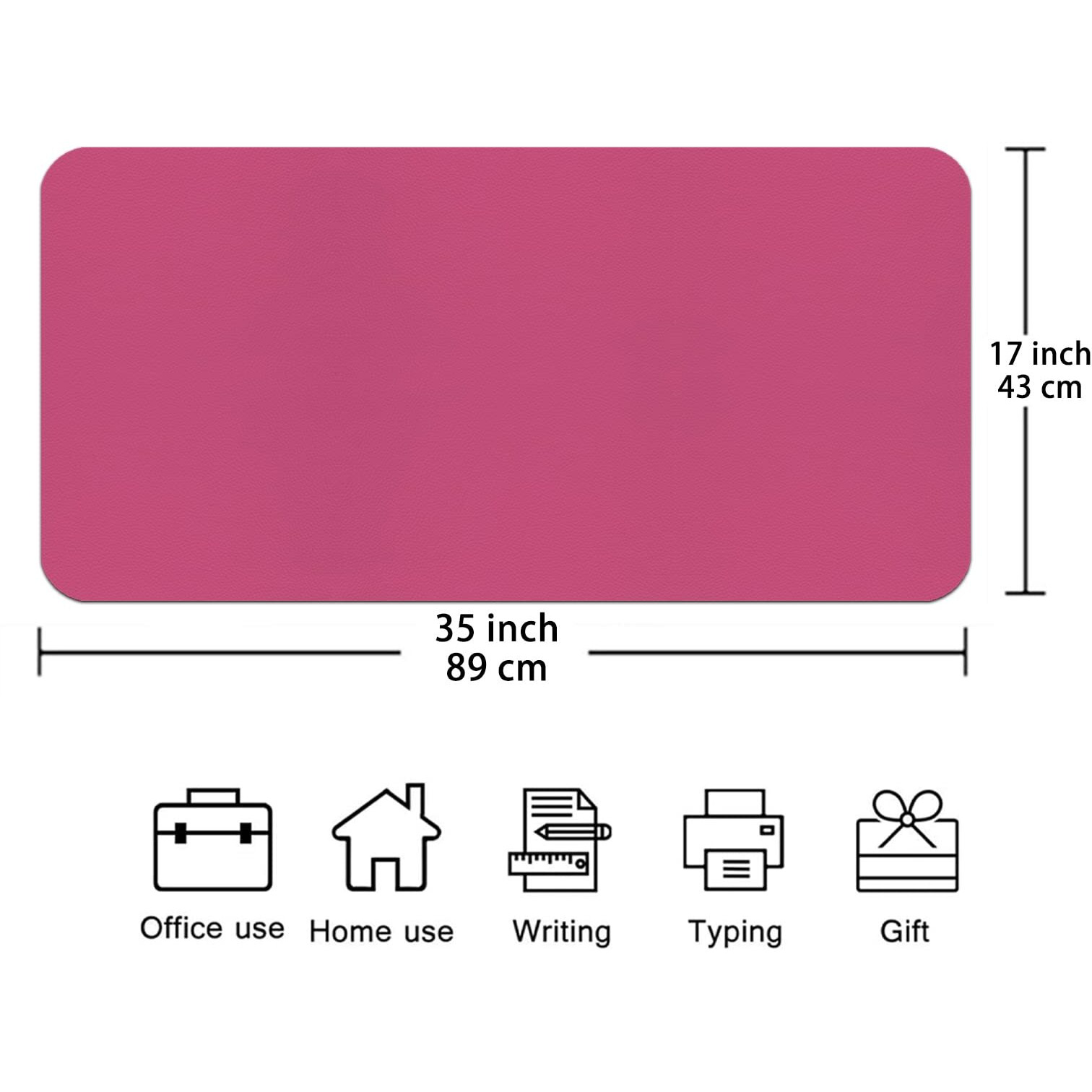 Boutilon Leather Mouse Pad Extended Desk Pad For Keyboard And Mouse Non-Slip Study Desk Writing Pad Desktop Protector For Home Office Accessories 35"&quotX 17""(L-Rose Pink)