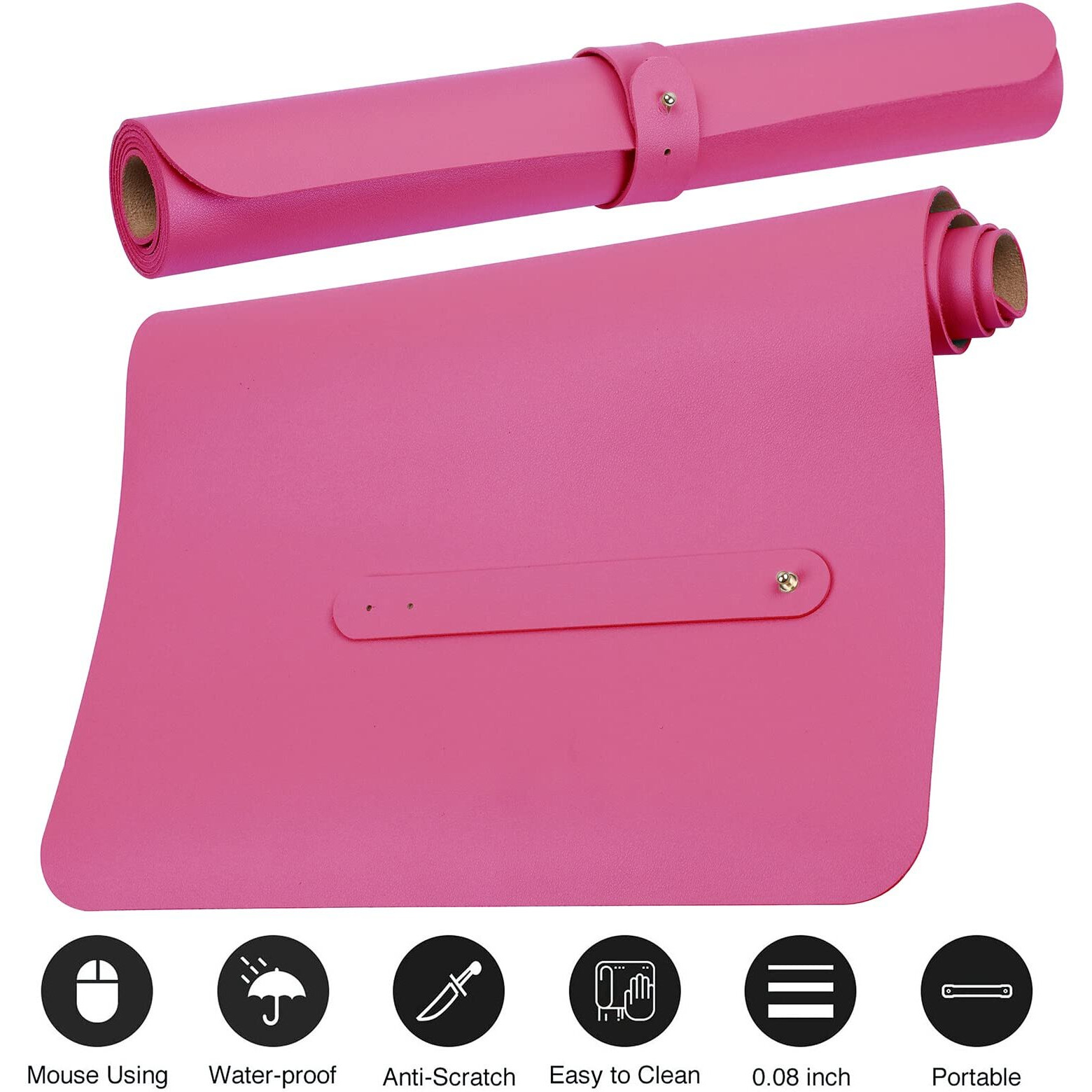 Boutilon Leather Mouse Pad Extended Desk Pad For Keyboard And Mouse Non-Slip Study Desk Writing Pad Desktop Protector For Home Office Accessories 35"&quotX 17""(L-Rose Pink)