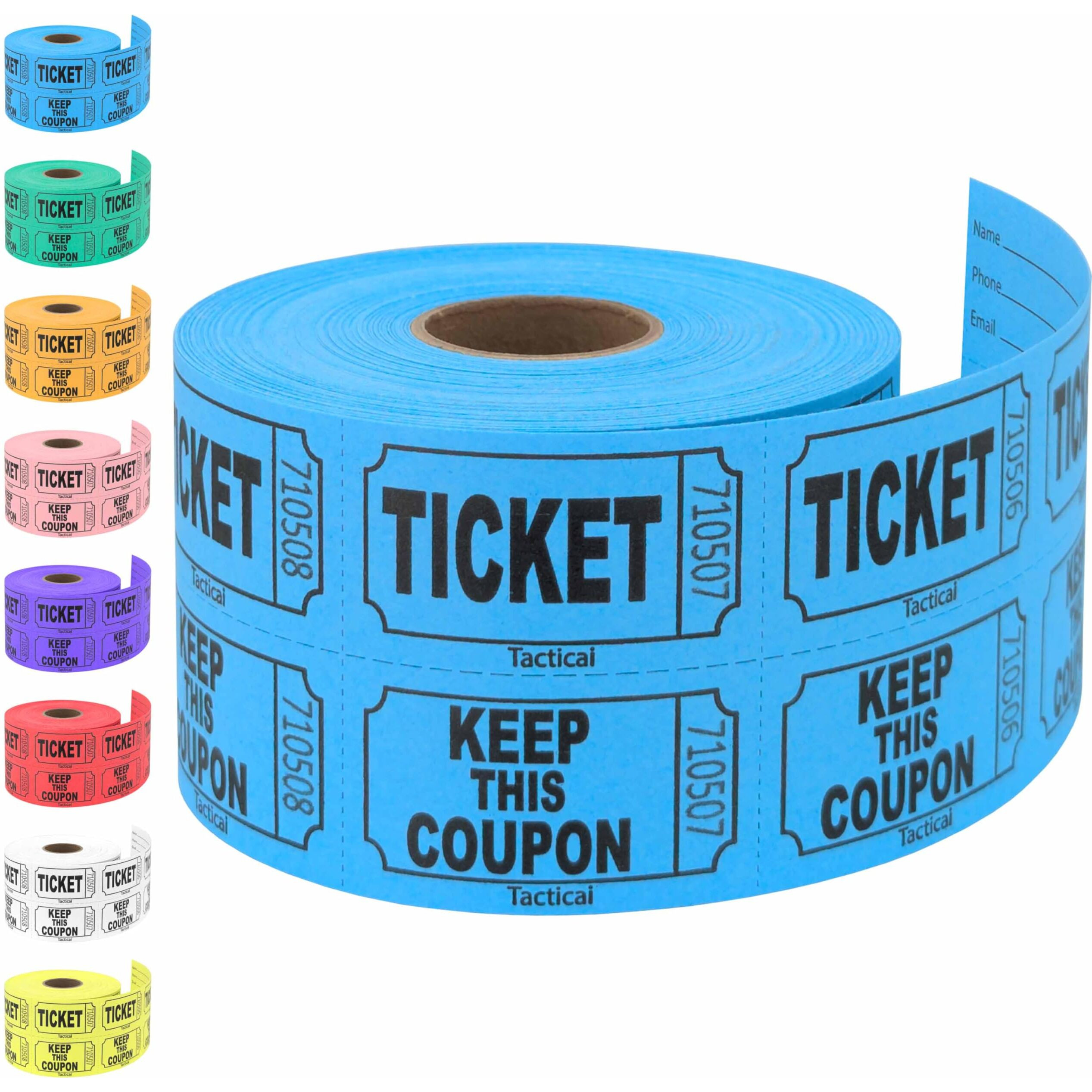 Tacticai 500 Raffle Tickets  Blue (8 Color Selection)  Double Roll  Ticket For Events  Entry  Class Reward  Fundraiser & Prizes