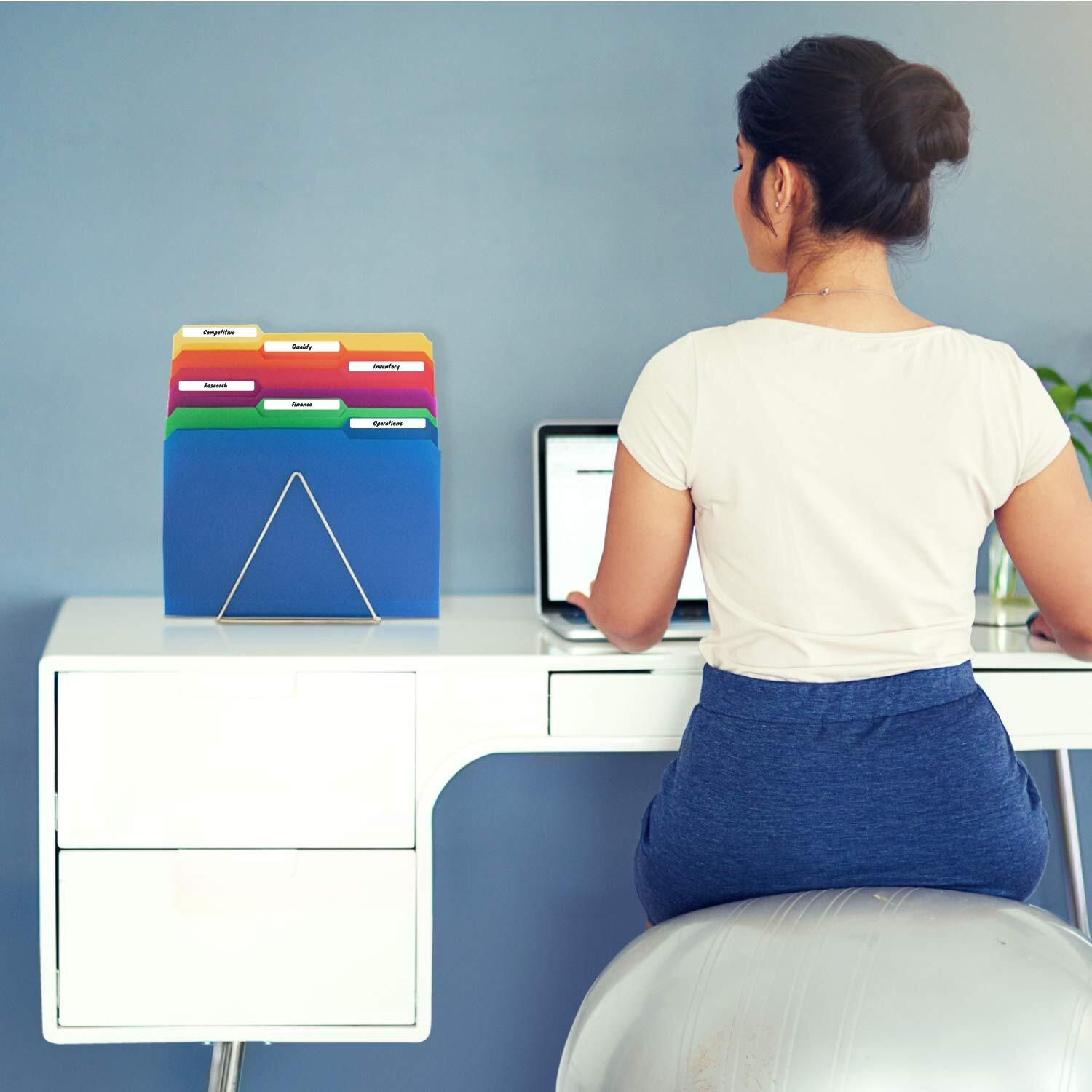 Dunwell Plastic Colored File Folders - (12 Pack)  Sturdy 1/3 Tab File Folders Letter Size  Assorted Colored Manila Folders 8.5 X 11  Poly File Folders For Documents  File Folders With Tabs  Labels