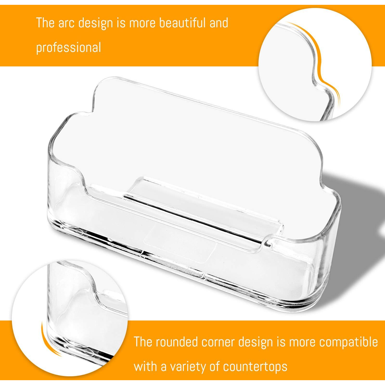 Dmfly 8 Pack Acrylic Business Card Holder For Desk Plastic Business Card Display Clear Business Card Stand Desktop Business Card Holders For Exhibition  Home & Office  Fits 30-50 Business Cards