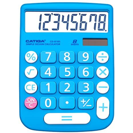Catiga Desktop Calculator 8 Digit With Solar Power And Lcd Display  Big Buttons  For Home  Office  School  Class And Business  4 Function Small Basic Calculators For Desk  Cd-8185