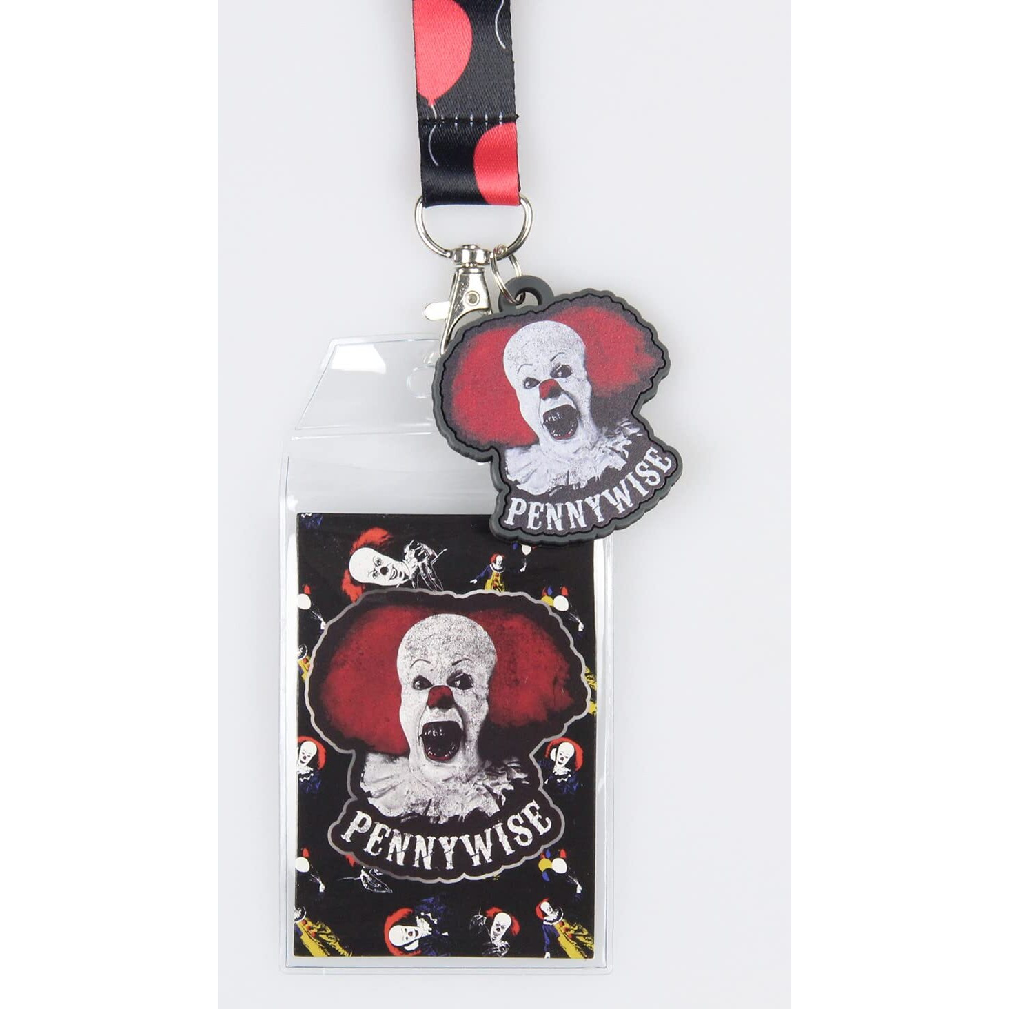 It The Movie Pennywise Id Lanyard Badge Holder W/And 2"" Rubber Charm Pendant