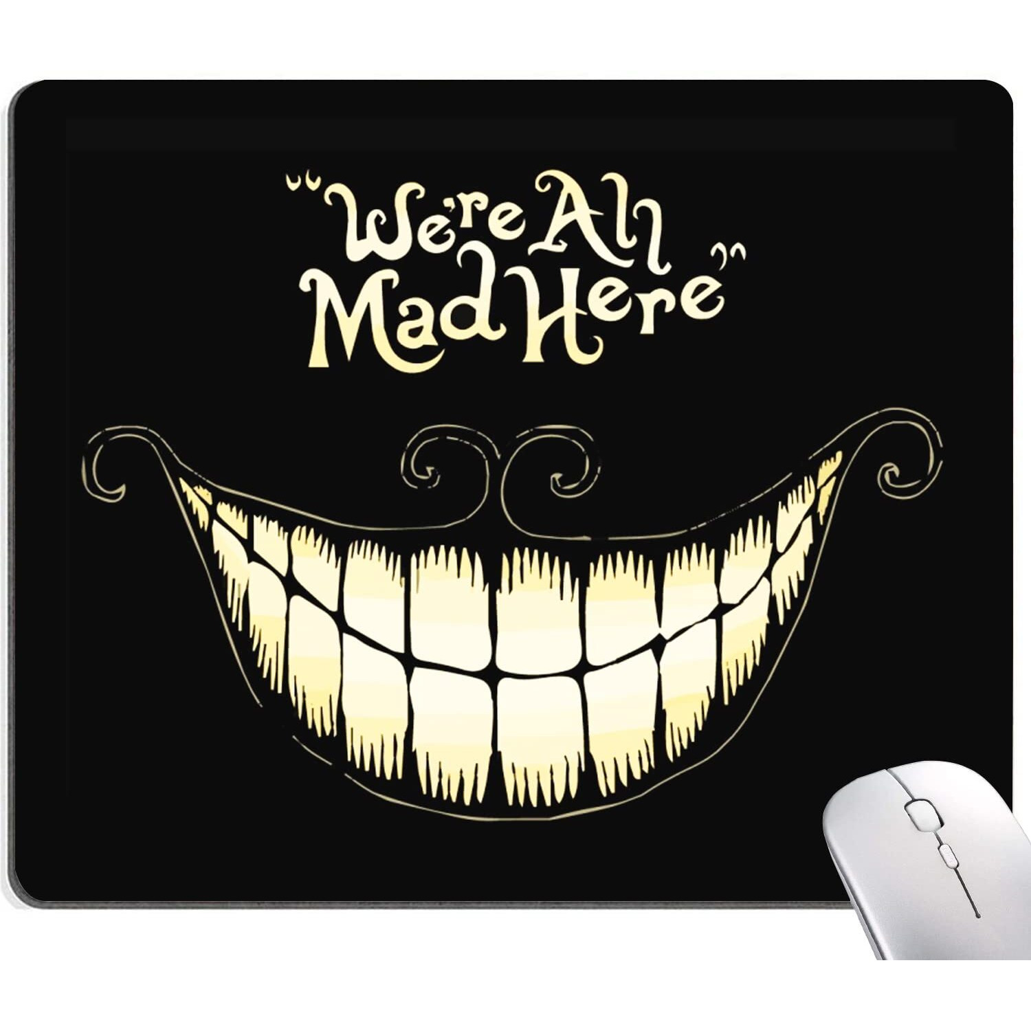 Imayondia Mouse Pad  We'Re All Mad Here Design Funny Mouse Pad  Mouse Mat Square Waterproof Mouse Pad Non-Slip Rubber Base Mousepads For Computer Laptop