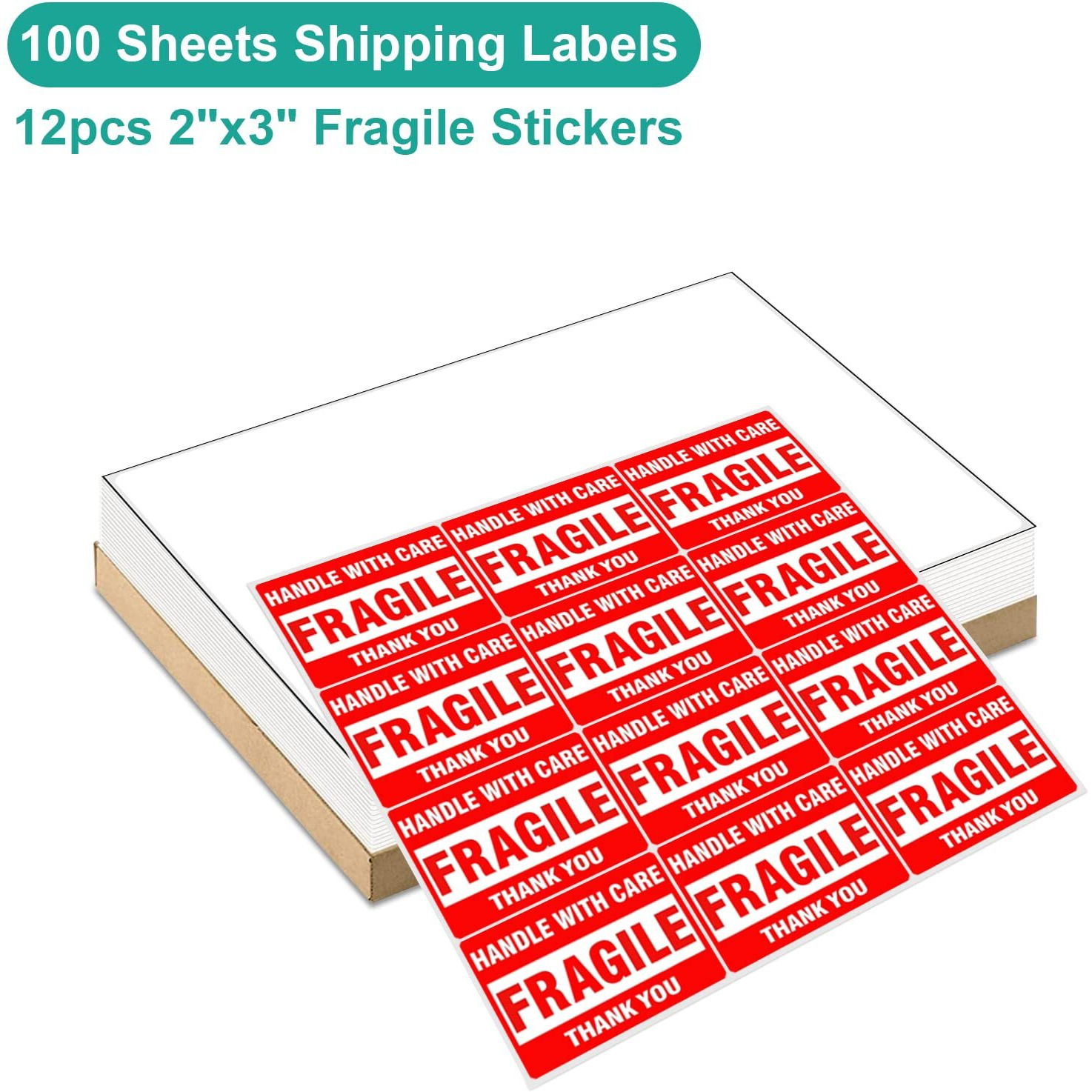 Mflabel Full Sheet Sticker Labels  Address Labels  White Matte Label Paper  8-1/2"" X 11"" Shipping Labels For Laser & Inkjet Printer (100 Labels  100 Sheets)
