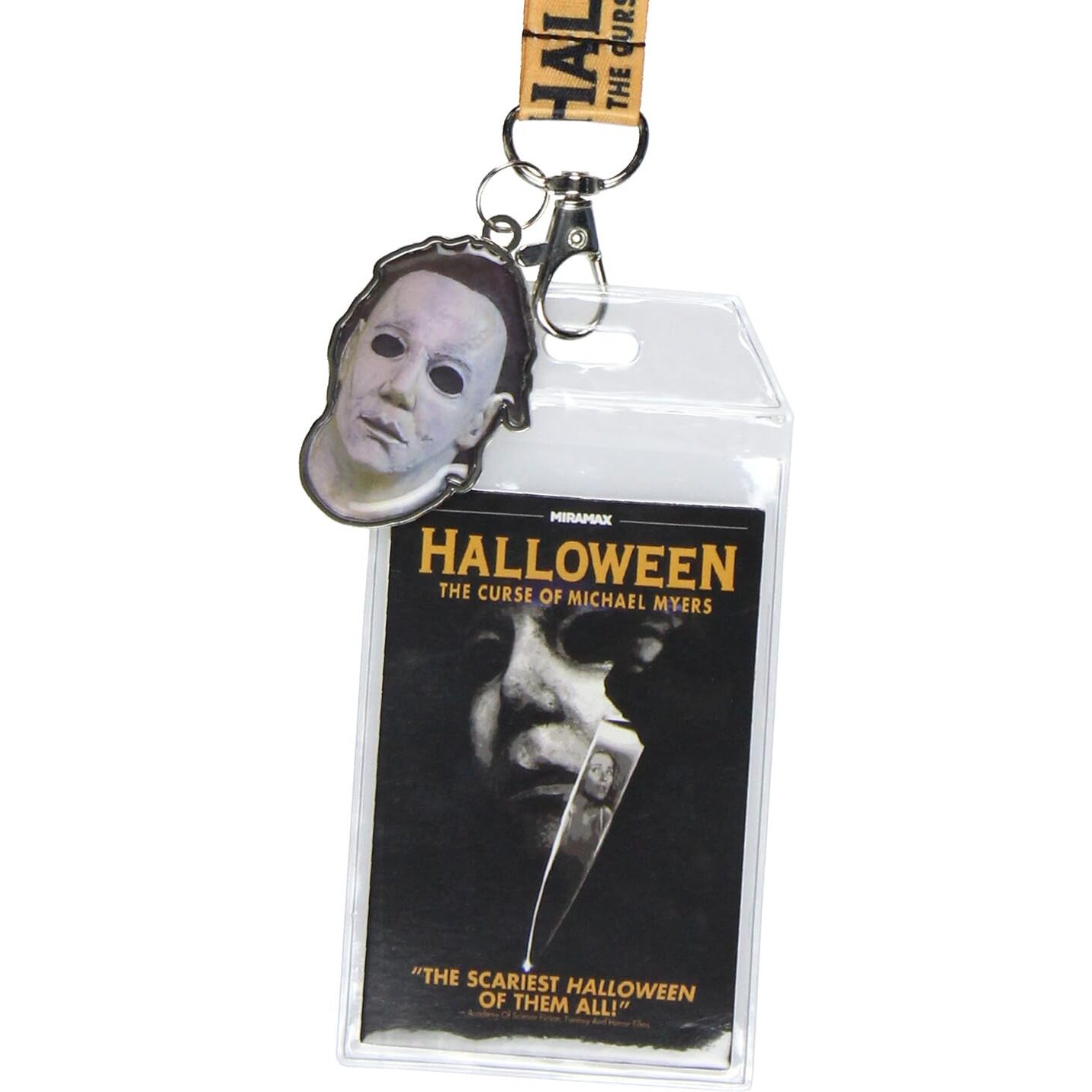 Halloween The Curse Of Michael Myers Lanyard Clear Id Badge Holder W/ 2"" Metal Pendant