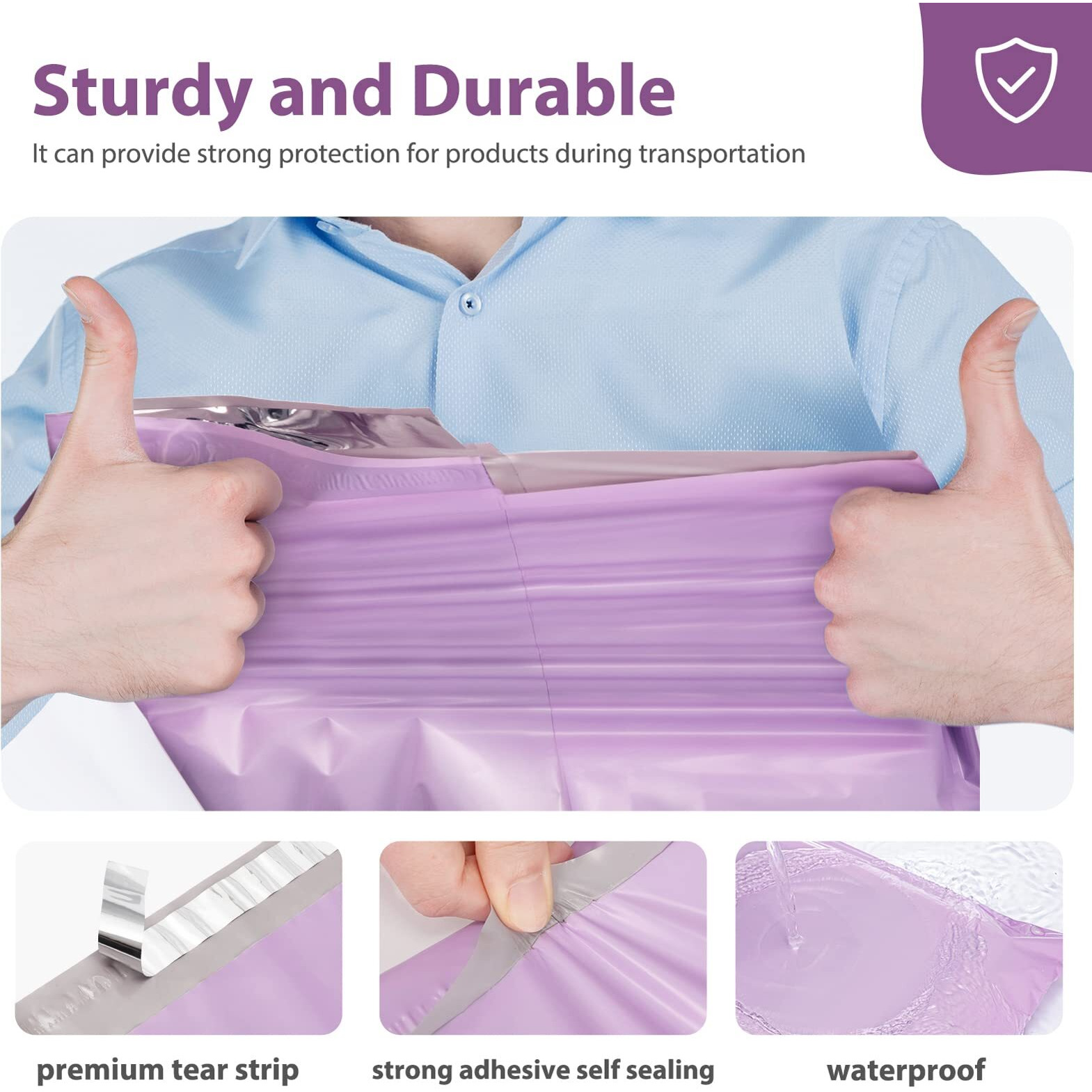 Fuxury Large Poly Mailers 24X24 Inch 50 Pcs  Waterproof Shipping Bags For Clothing  Strong Adhesive Shipping Envelopes For Small Business Suppliers  Self Seal Mailers Poly Bags Mailing Bags Purple