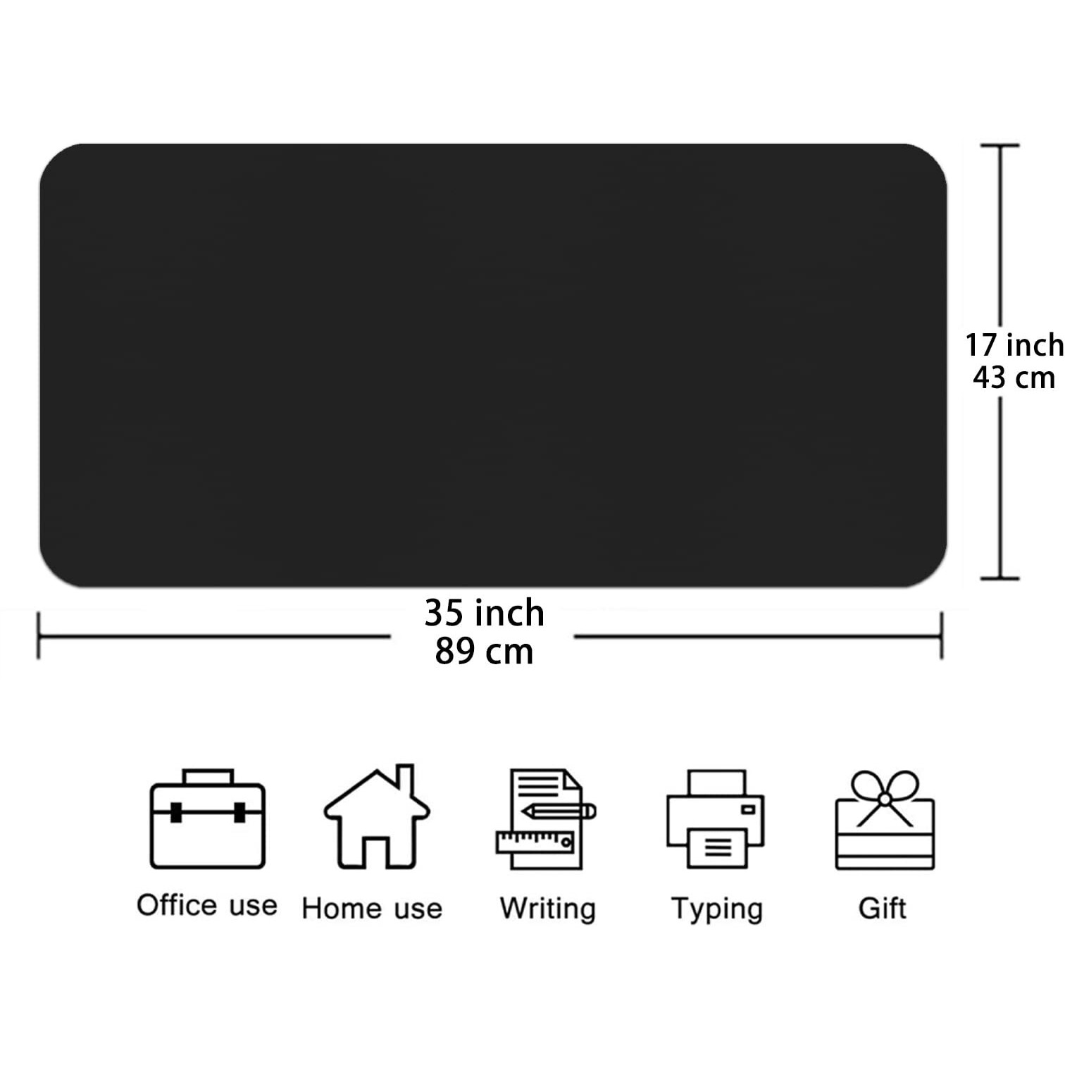 Boutilon Leather Mouse Pad Extended Desk Pad For Keyboard And Mouse Non-Slip Study Desk Writing Pad Desktop Protector For Home Office Accessories 35"&quotX 17""(L-Black)