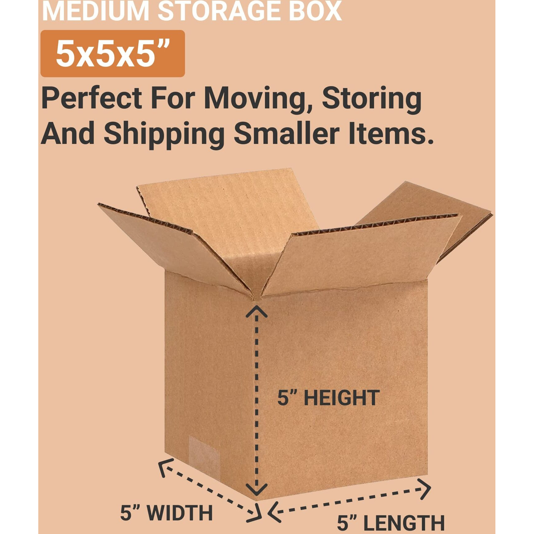 Aviditi Shipping Boxes Small 5"&quotL X 5"&quotW X 5"&quotH  25-Pack | Corrugated Cardboard Box For Packing  Moving And Storage