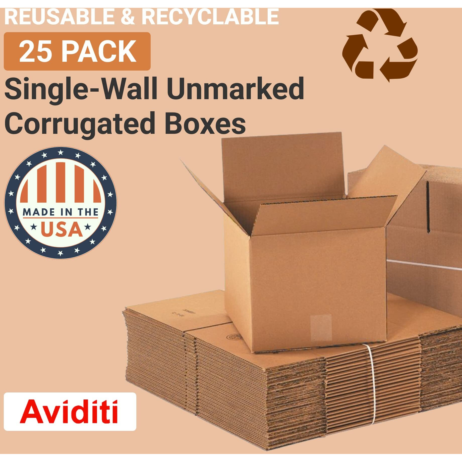 Aviditi Shipping Boxes Small 5"&quotL X 5"&quotW X 5"&quotH  25-Pack | Corrugated Cardboard Box For Packing  Moving And Storage