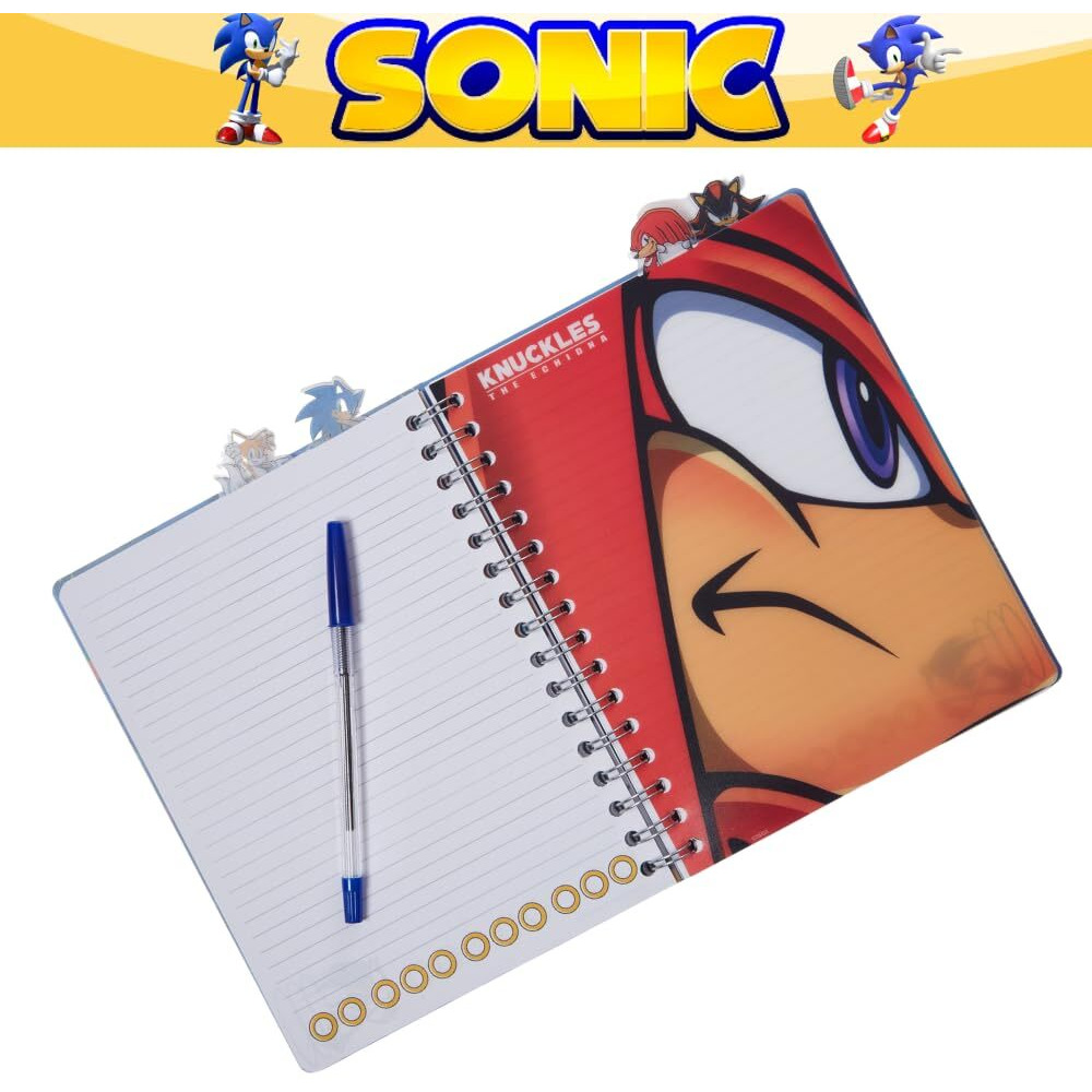 Innovative Designs Sonic The Hedgehog Tab Journal Notebook  Spiral Bound  96 Lined Pages  8 X 7 Inches  Blue