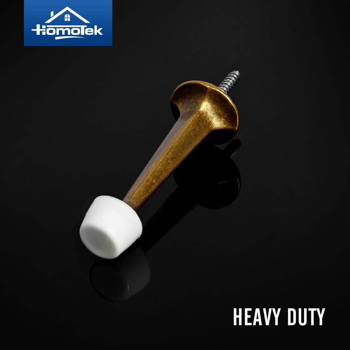 Homotek 4 Pack Heavy Duty Solid Rigid Door Stop With Soft Rubber Tip  Zinc Die Cast Door Stopper Protect Wall & Door Brass Bronze