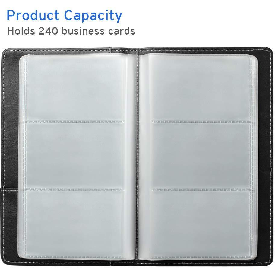 Sooez Leather Professional Business Card Book Holder Organizer  240 Card Capacity Pu Name Card Credit Cards Booklet (Blue)
