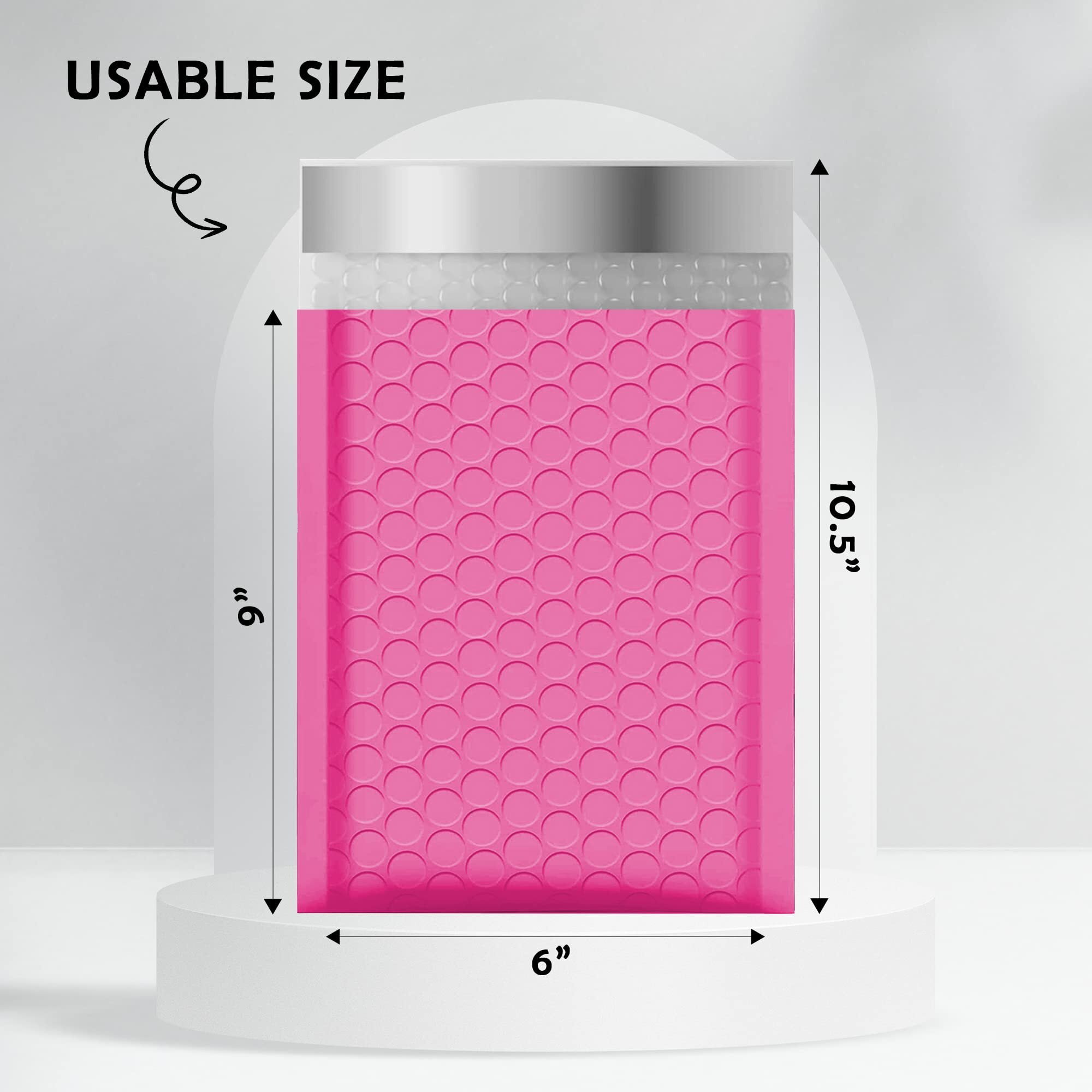 Yens Poly Bubble Mailers 6X10 250 Pack Hot Pink Waterproof Self Seal Adhesive Shipping Bags  Cushioning Padded Envelopes For Shipping  Mailing  Packaging Usable 6X9