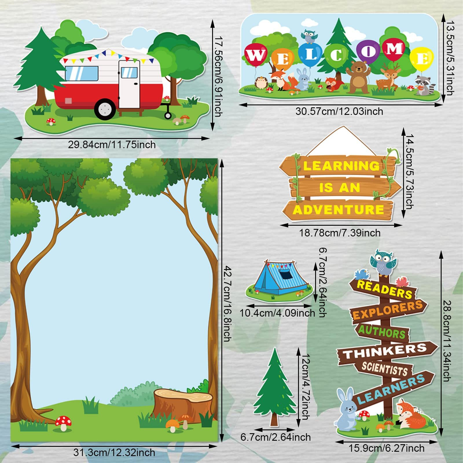 68 Pcs Woodland Bulletin Board Set Camping Bulletin Board Decorations Jungle Animal Tents Cutouts Camping Forest Theme Classroom Bulletin Board Welcome Sign For Back To School Home Teacher Supplies