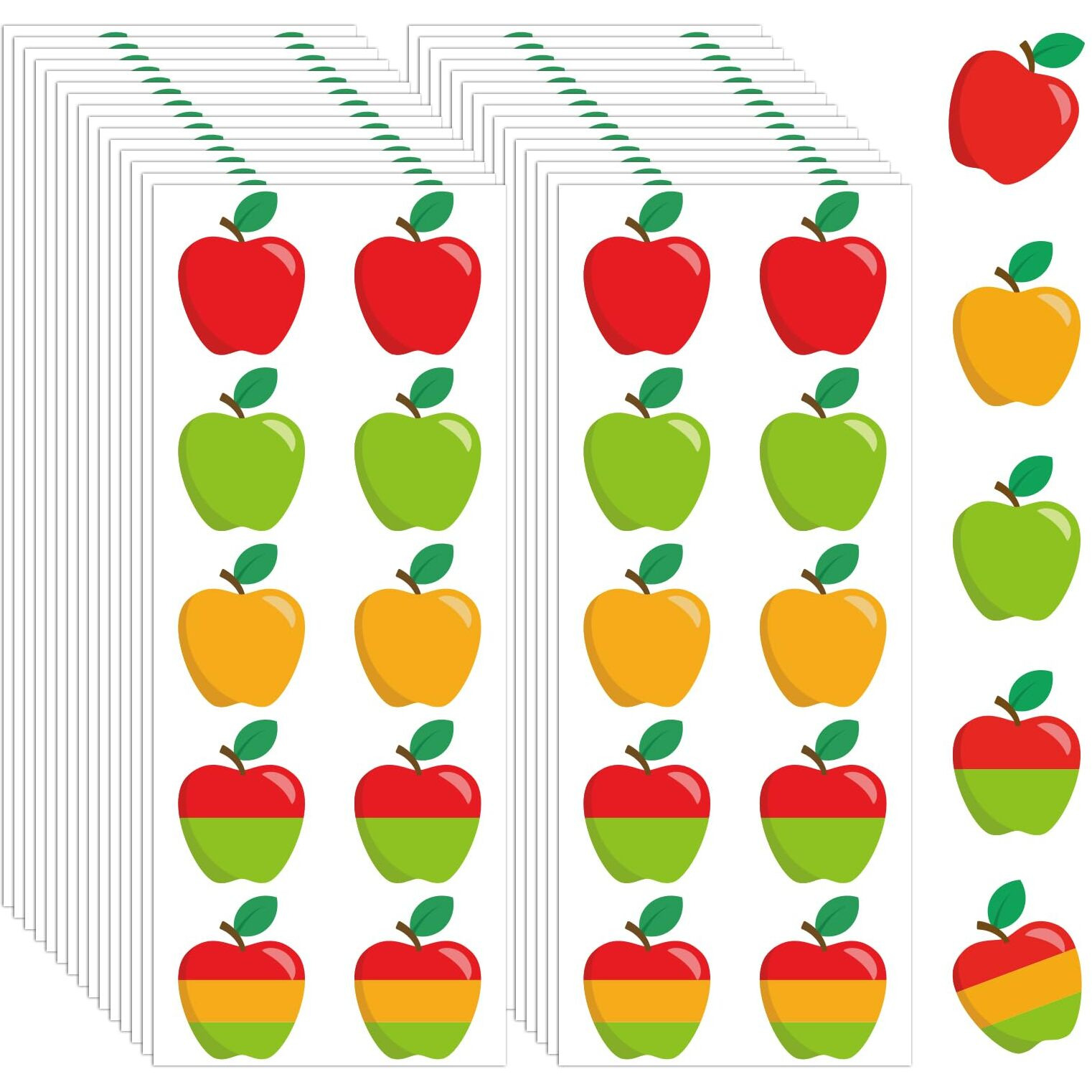 300Pcs Apple Stickers For Kids Crafts  Colorful Apple Shape Stickers  Back To School Stickers  Cute Fruit Stickers For Teachers Reward Fall Autumn Classroom Decor First Day Of School Party Supplies