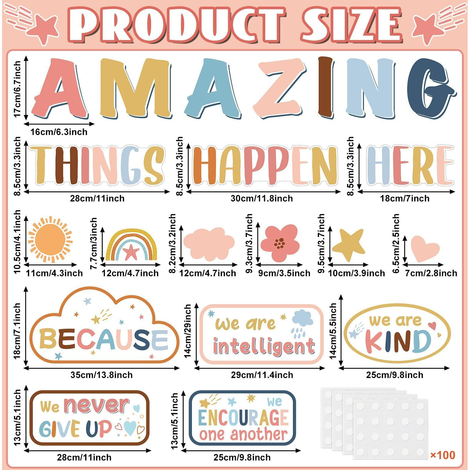 Boho Welcome Back To School Bulletin Board Classroom Decoration Boho Pastel Amazing Things Happen Here Bulletin Board Affirmation Station Positive Encouraging Paper Cutouts For School Class Wall Decor