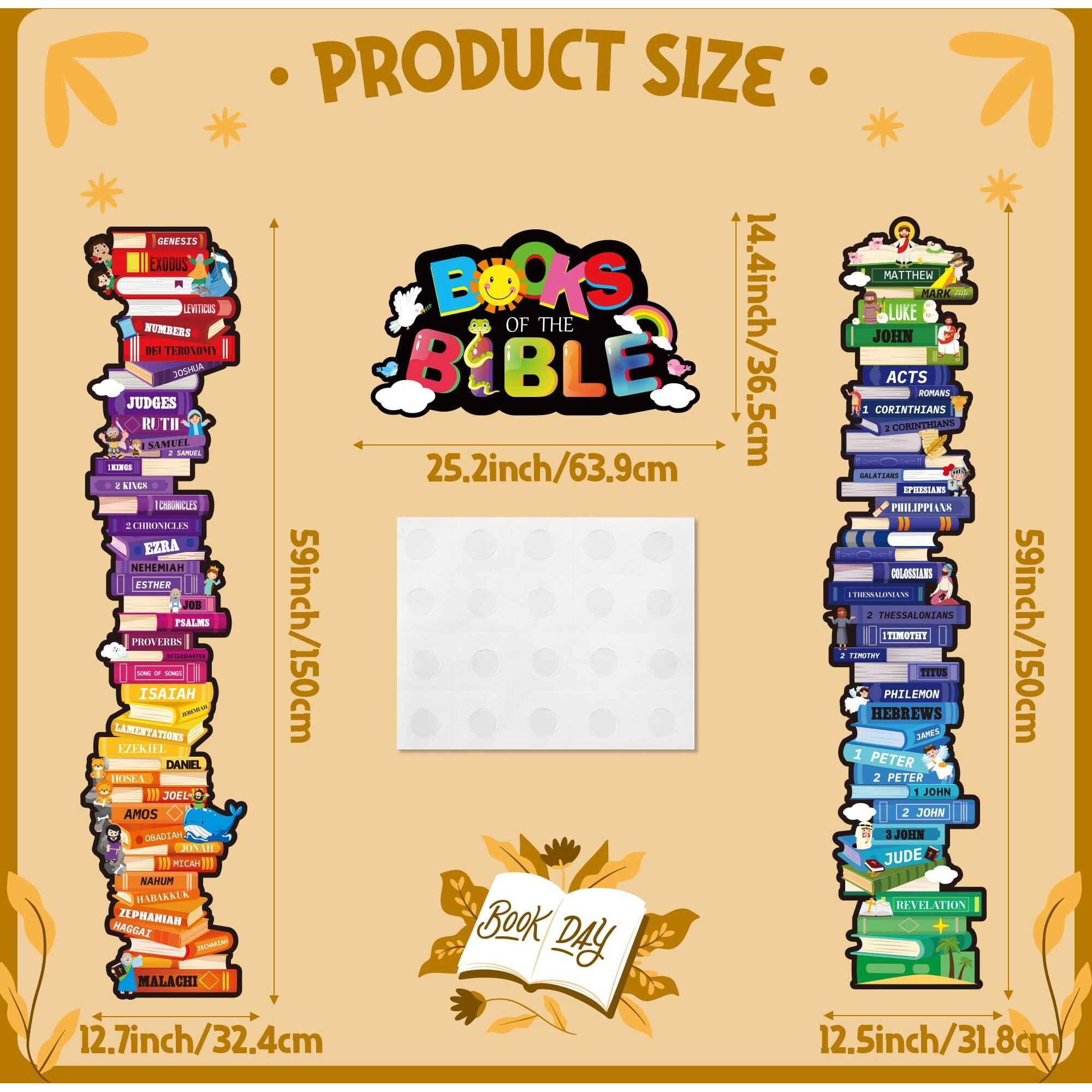 Yopyame Books Of The Bible Posters - 16Pcs Bible Door Border Books Of The Bible Door Cover For Scripture Home Church Decor Bible Religious Christian Educational Posters For Classroom Sunday School