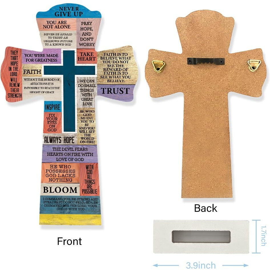 Qswo Wooden Crosses Christians Cross Wall Decor Cross Desk Decor Cross Decor For Wall Faith Bible Verse Wooden Crosses Rustic Christian Cross Wooden Hanger Wooden Crosses Tabletop