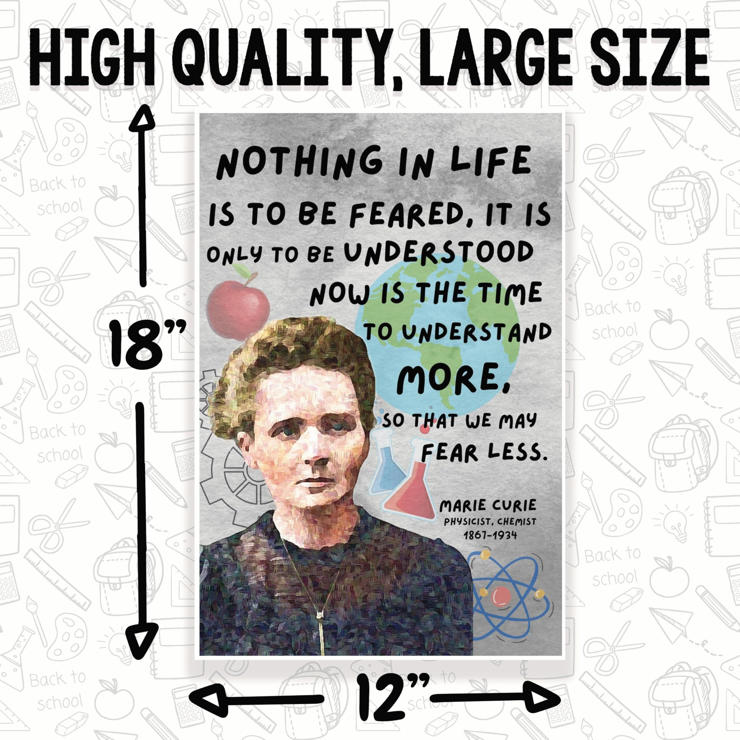 Marie Curie Quote Classroom Poster - Science Classroom Poster - Chemistry Class Poster - 12 X 18 Inch - Classroom Decor - Classroom Must Haves - Back To School Decor - Cps0564