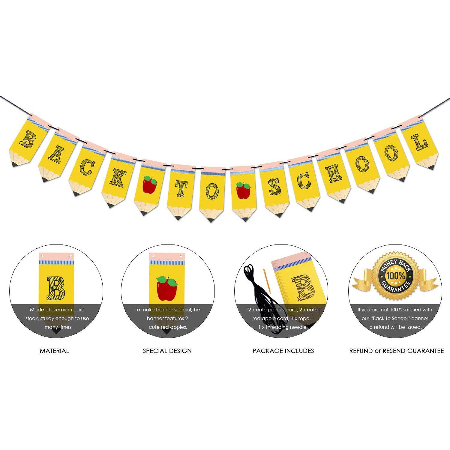 Back To School Pencil Banner - First Day Of School Banner - Back To School Banner - Classroom Decor - Teacher Banner - Back To School Party Decorations