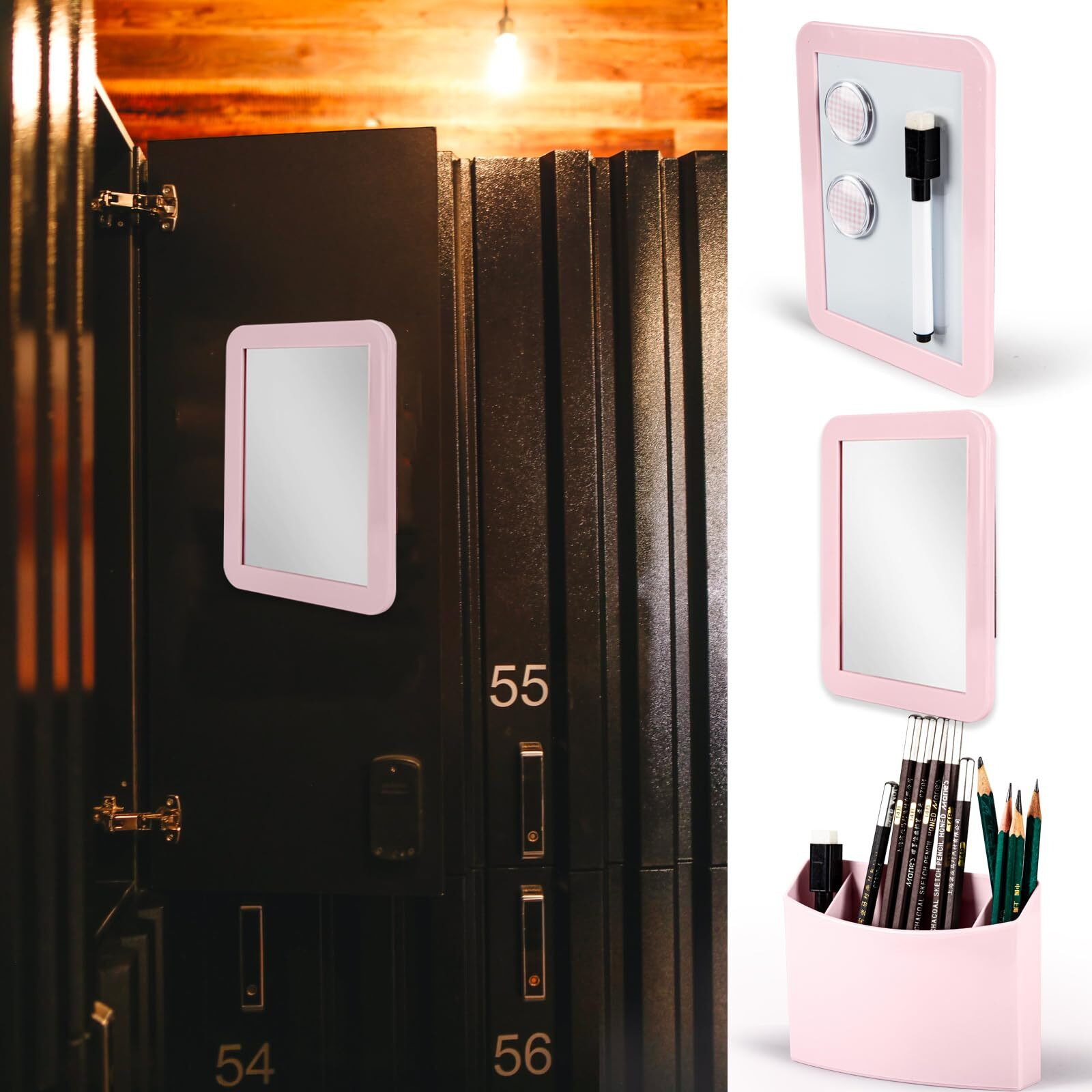 Svartur Pink Locker Accessories For Girls With Magnetic Whiteboard  Locker Mirror And Pen Holder  Locker Decoration For School Locker  Locker Organizer For Work  Back To School Essentials
