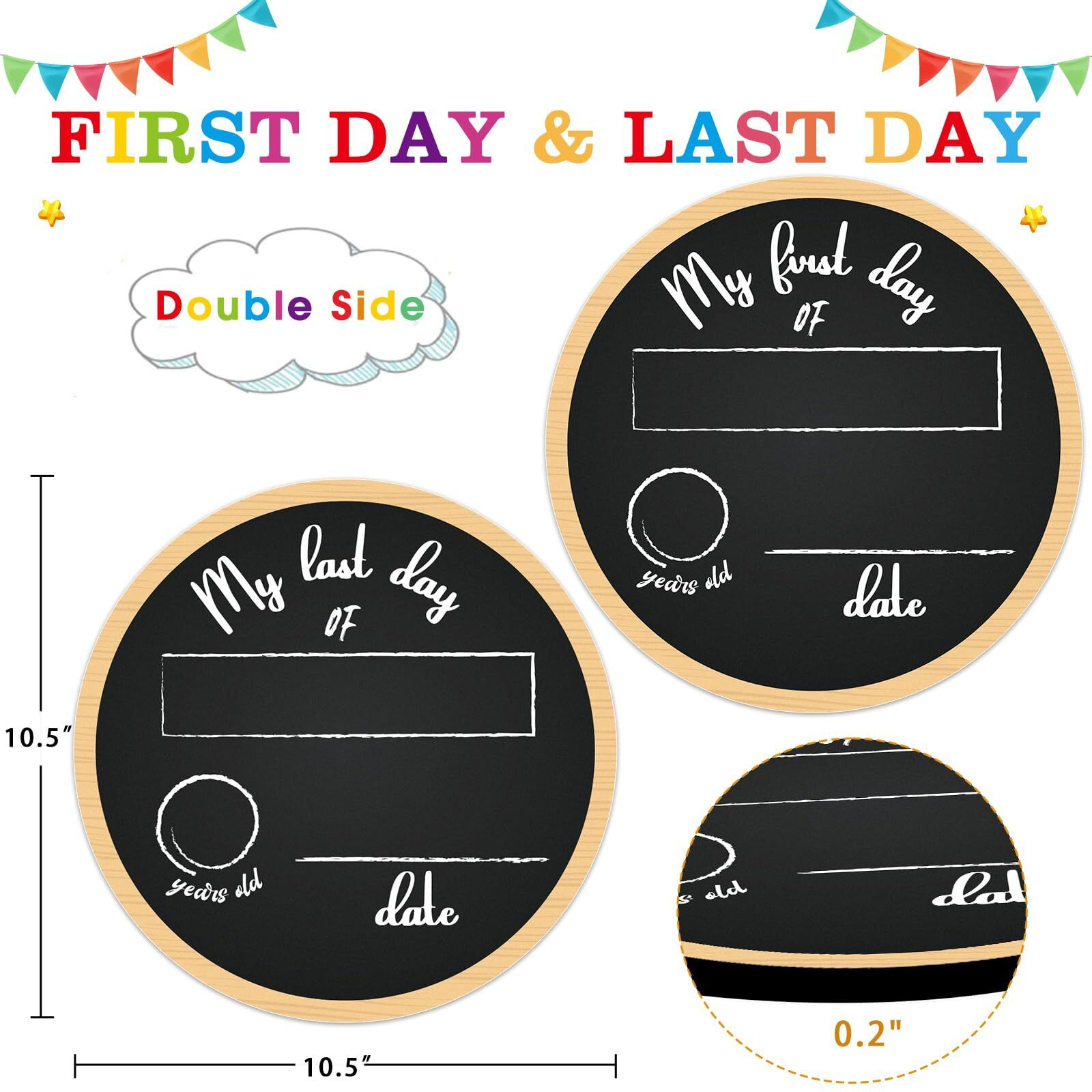 Facraft First & Last Day Of School Chalkboard Sign Back To School Board For Kids Boys Girls Double Sided My 1St Day Of Preschool/Kindergarten Chalkboard Reusable First Day Of School Photo Prop Sign