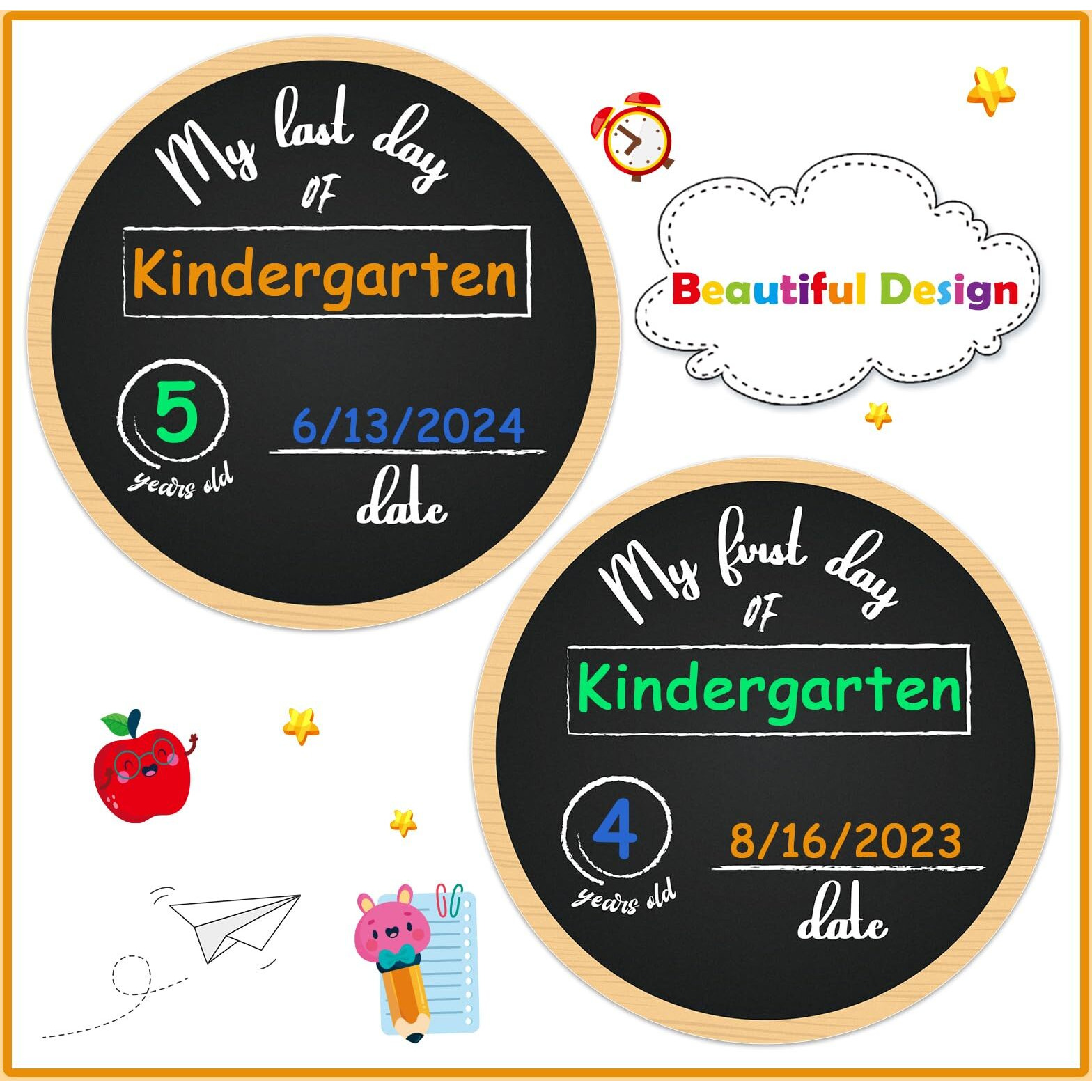 Facraft First & Last Day Of School Chalkboard Sign Back To School Board For Kids Boys Girls Double Sided My 1St Day Of Preschool/Kindergarten Chalkboard Reusable First Day Of School Photo Prop Sign