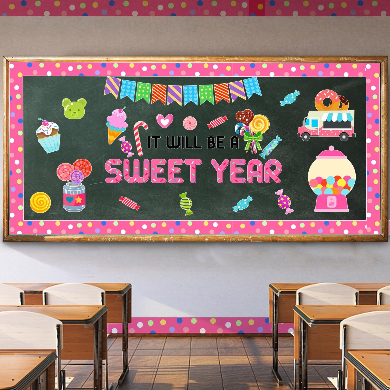 Lionergy Classroom Candy Bulletin Board Decoration Set Sweet Candyland Cutouts Ice Cream Party Decorations Wall Door Decor For Kindergarten Preschool Elementary Middle School - It Will Be A Sweet Year