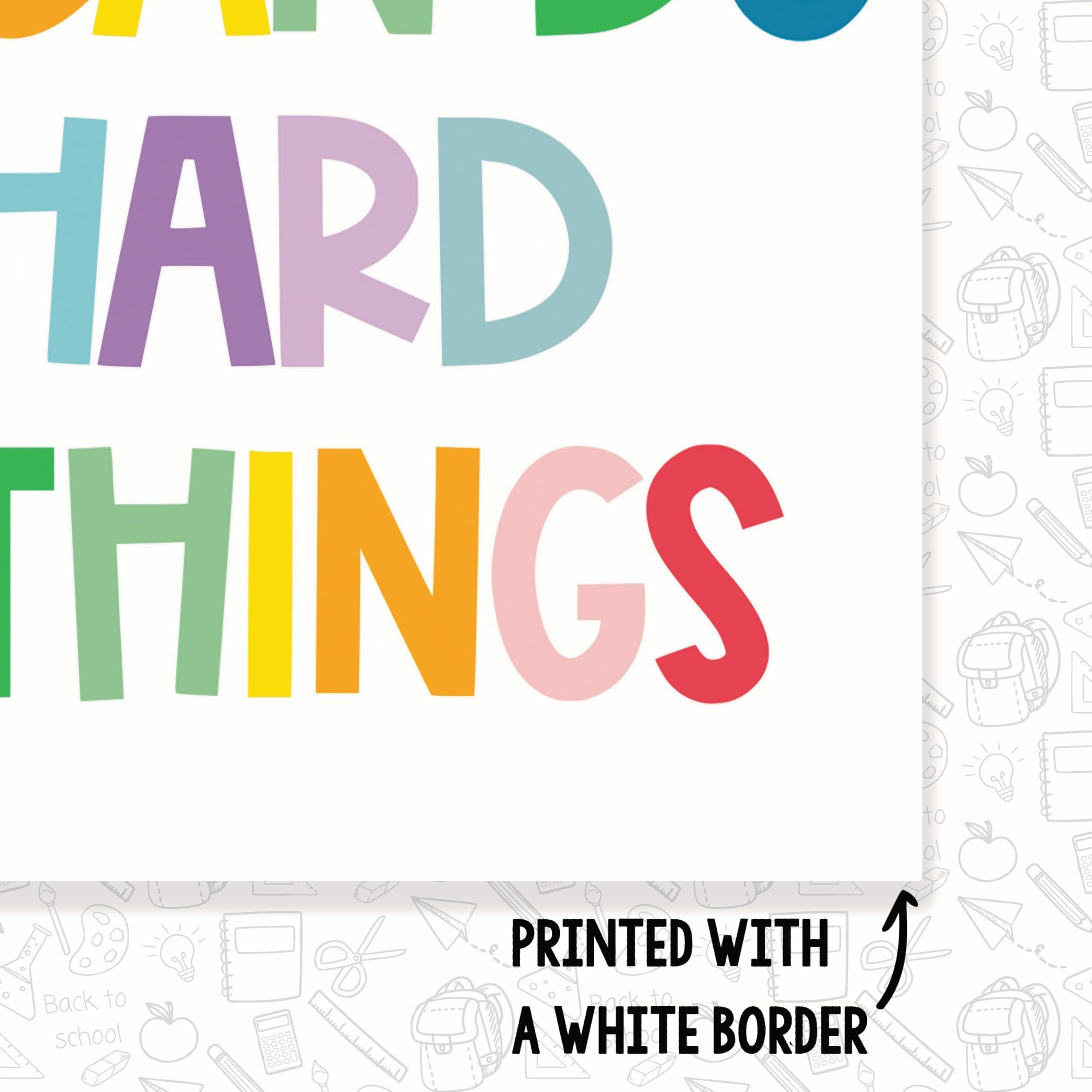 I Can Do Hard Things Classroom Poster - Positive Inspiring Motivational Uplifting - 12 X 18 Inch - Classroom Decor - Classroom Must Haves - Back To School Decor - Cps0368