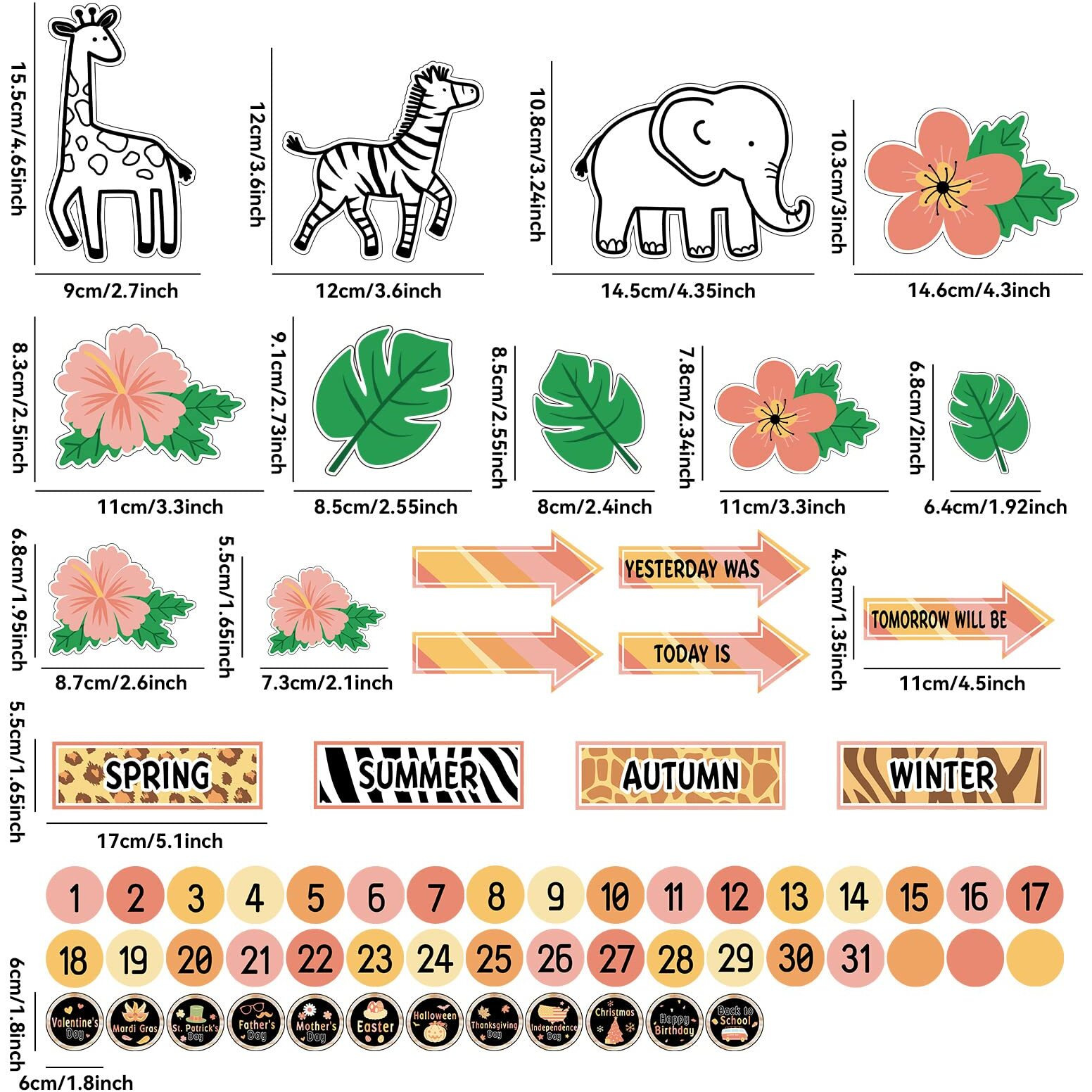 Safari Jungle Animal Calendar Bulletin Board Set Simply Ctp Bulletin Board Calendar Seasons Weather Chart Animal Classroom Decoration With Season  Weather And Days Of The Week Chart Back To School