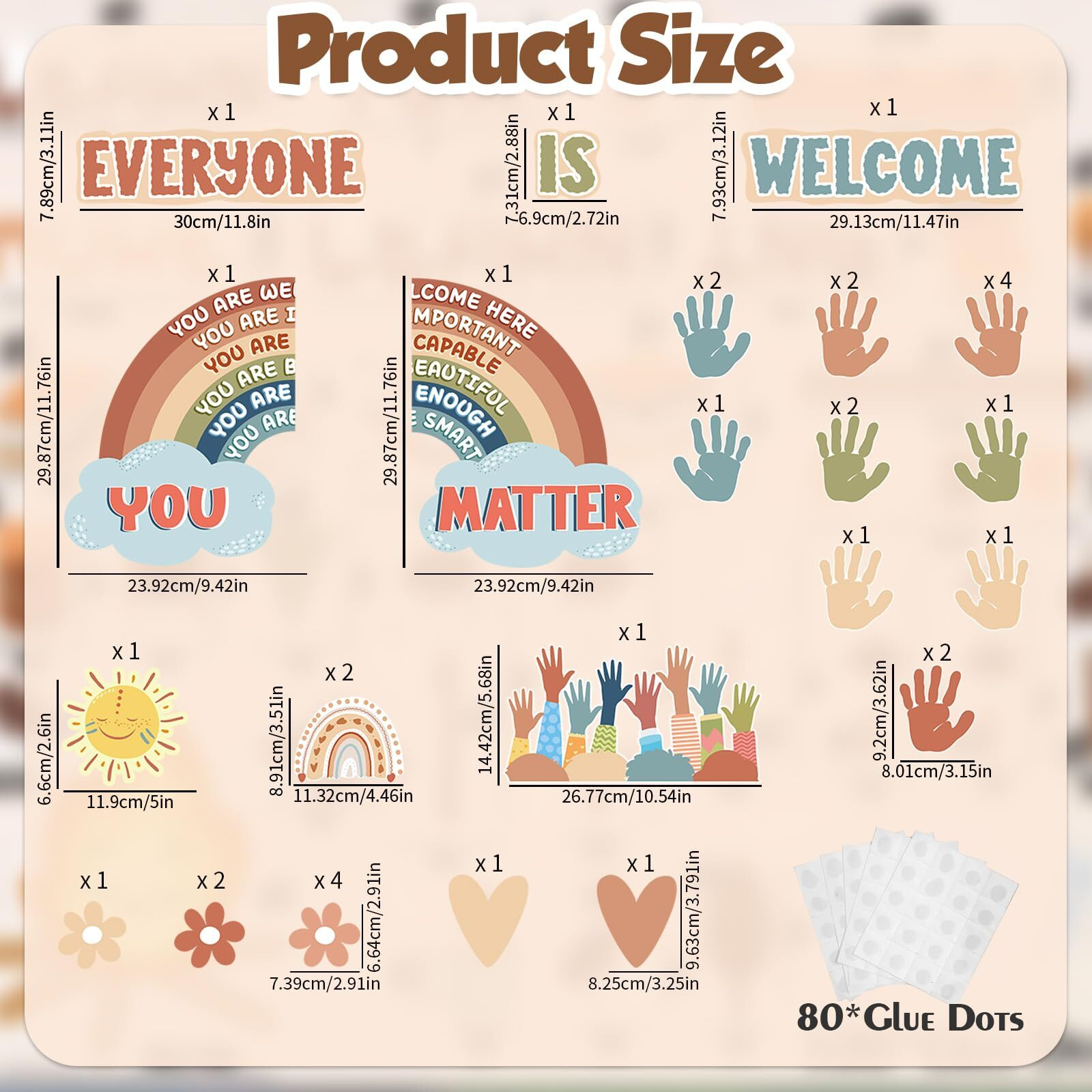 Vabamna Boho Bulletin Board Decorations For Classroom  35Pcs Everyone Is Welcome Classroom Positive Motivational Inspirational Affirmation Wall Decor Boho Rainbow Cutouts For Teacher School Supplies