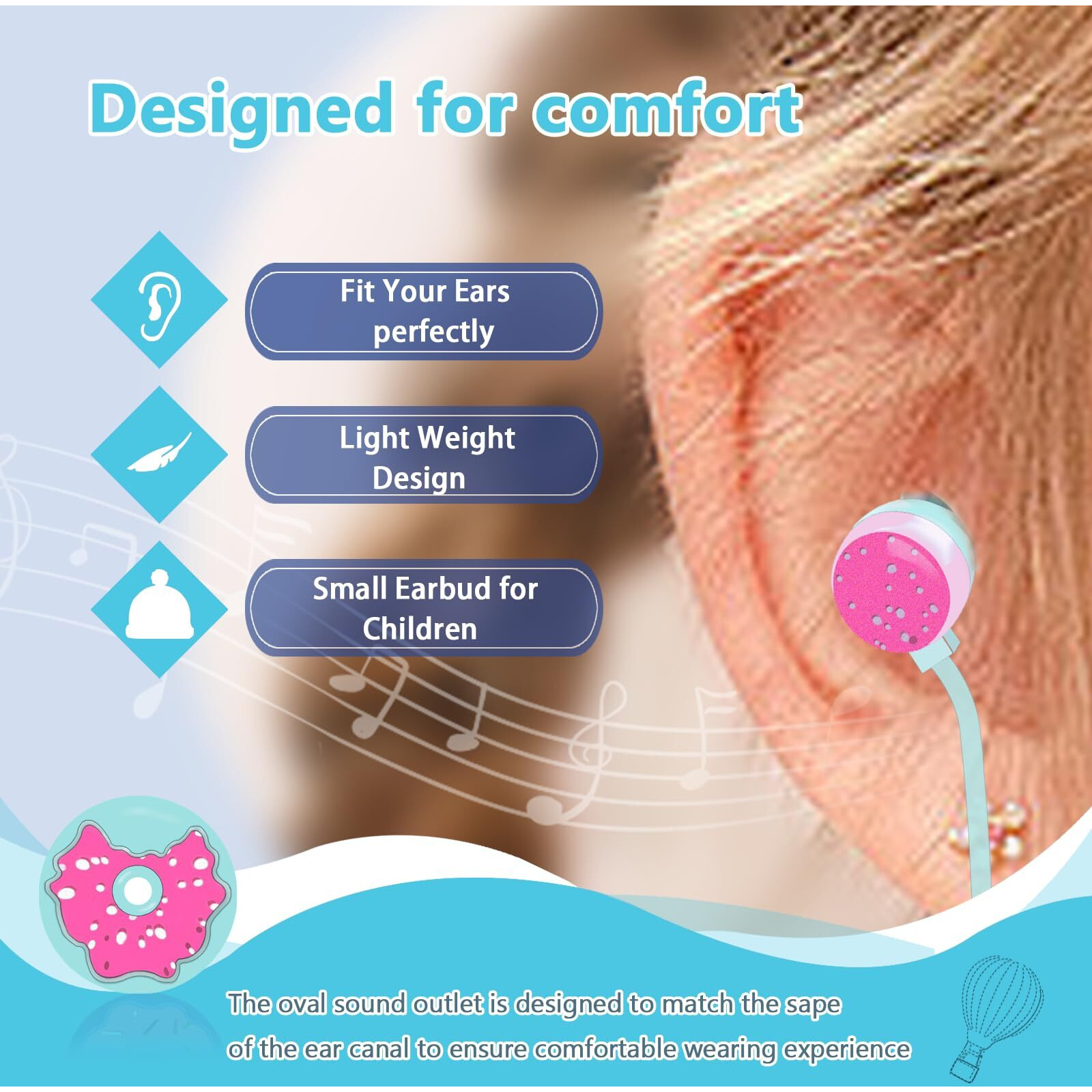 Dtmnep Cute Donut Earbuds For Kids  Kid Size Wired Earbud & In-Ear Headphones With Microphone And Lovely Earphones Storage Case Gifts For School Girls And Boys (Sky Blue)