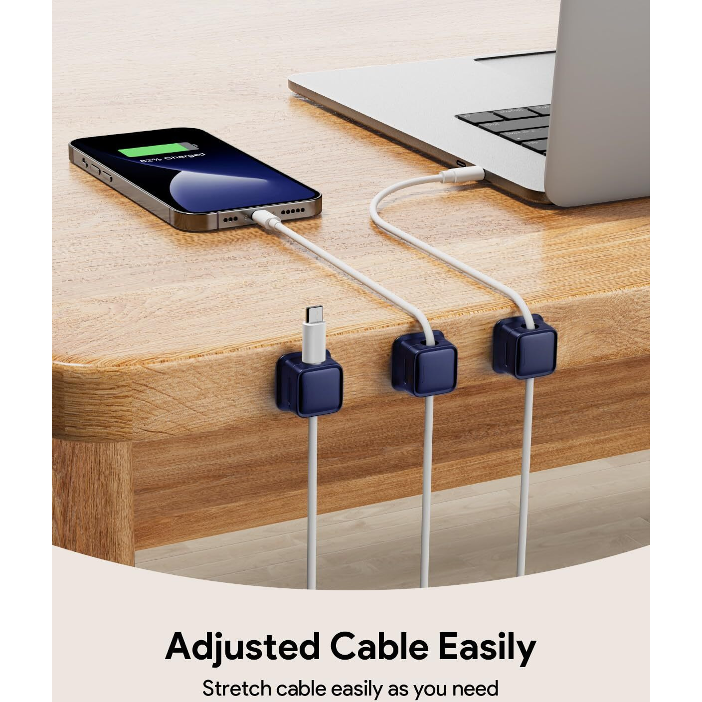 8 Pack Magnetic Cord Organizer  Easy Secure Adhesive Cable Management  Wire Holder Keeper Organizer Management  Hide Or Organize Phone Usb Charger Cable For Home Office Car Desk Nightstand-Dark Blue