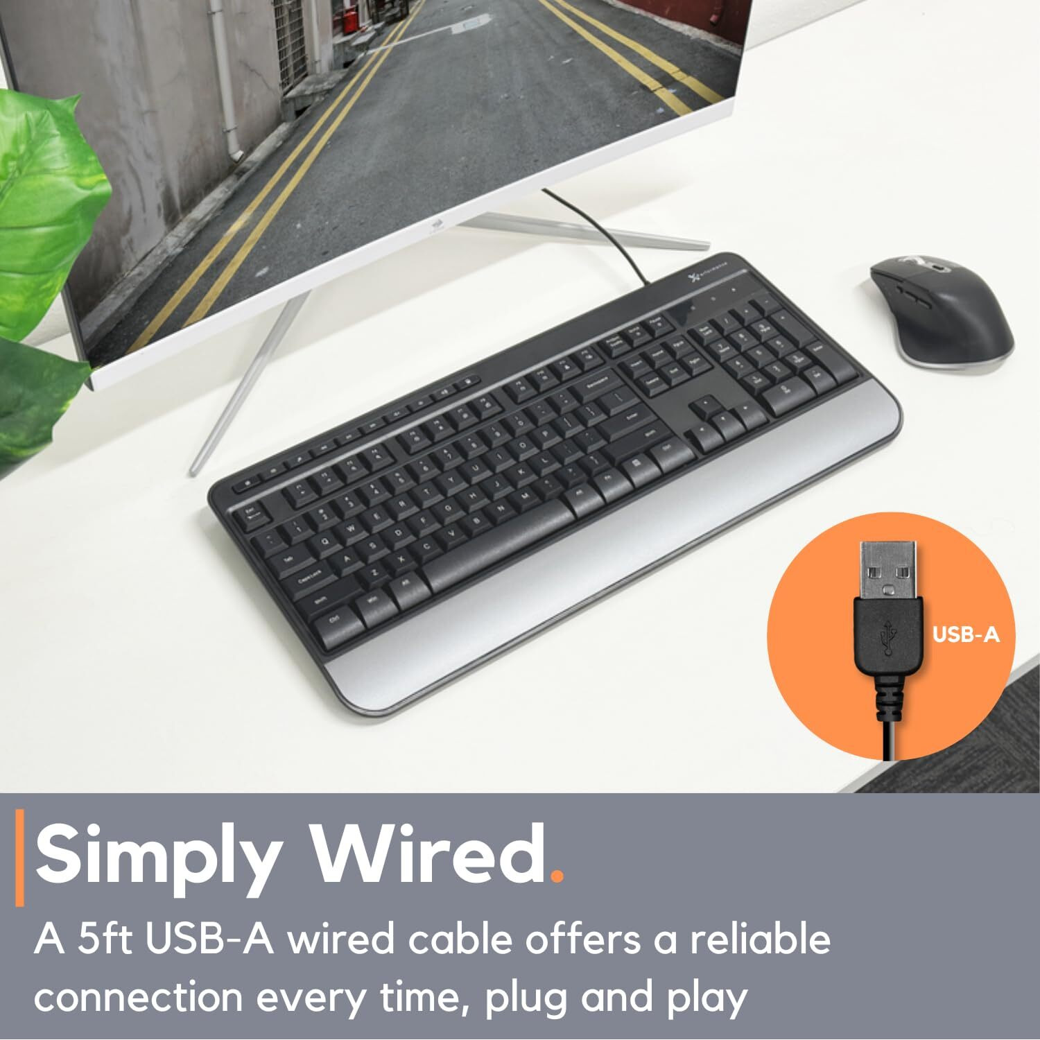 X9 Performance Multimedia Usb Wired Keyboard - Comfortable Typing - Ergonomic Full Size Keyboard With Wrist Rest And 114 Keys - External Computer Keyboard For Laptop And Office Pc