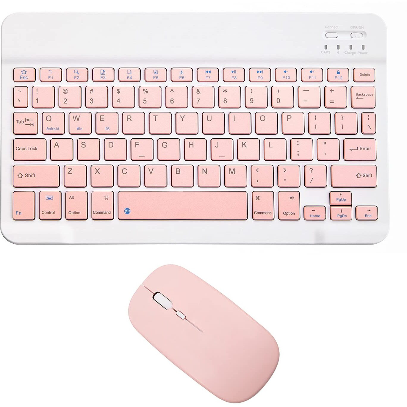 Rechargeable Bluetooth Keyboard And Mouse Combo Ultra-Slim Portable Compact Wireless Mouse Keyboard Set For Android Windows Tablet Cell Phone Iphone Ipad Pro Air Mini  Ipad Os/Ios 13 And Above (Pink)