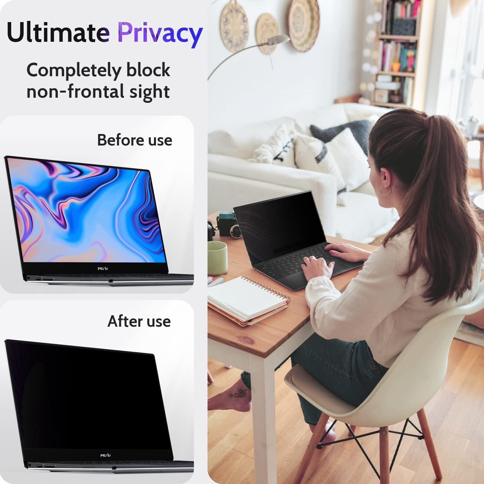 Peslv 13.4 Inch Laptop Privacy Screen Compatible With Lenovo Hp Dell Acer Asus Thinkpad Envy Xps  1610 Aspect Removable Anti Glare Blue Light Filter Protector  13 In Computer Monitor Security Shield