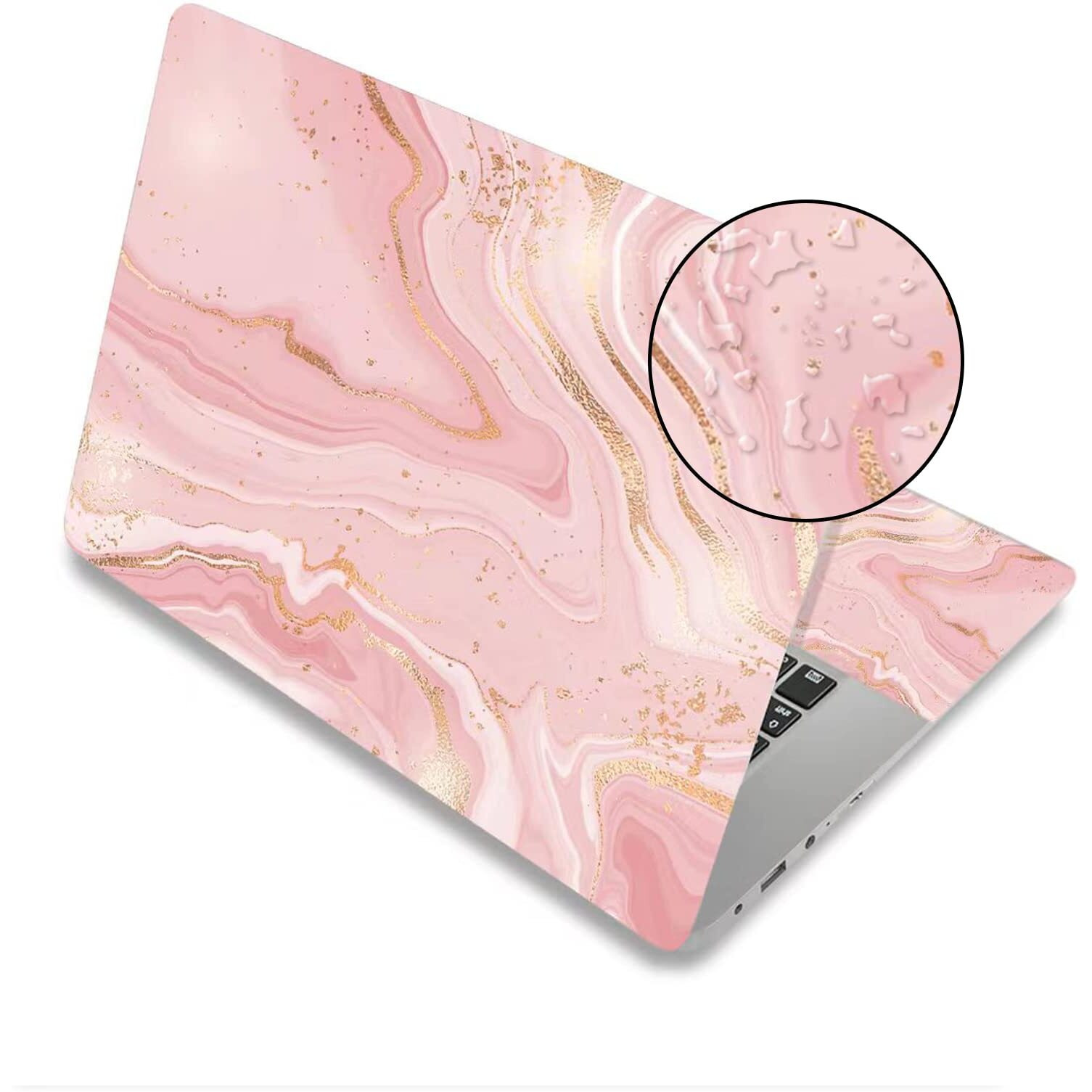Artso 15.6 Inch Laptop Notebook Skin Sticker Universal Soft Art Cover Decal Fits 12 13 13.3 14 15 15.4 15.6 Inch Laptop Protector Easy To Apply  Reusable  Pink Gold Marble