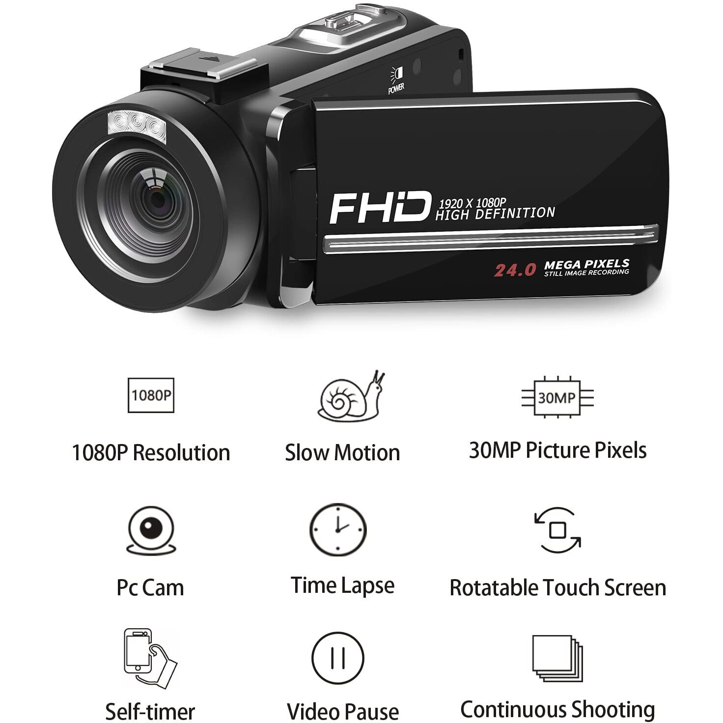 Video Camera  1080P 30Mp Camcorder Ir Night Vision Vlogging Camera For Youtube 3.0"" Lcd Screen 18X Digital Zoom Recorder Camera With Remote Control  Microphone  Mini Tripod  2 Battries  32Gb Sd Card