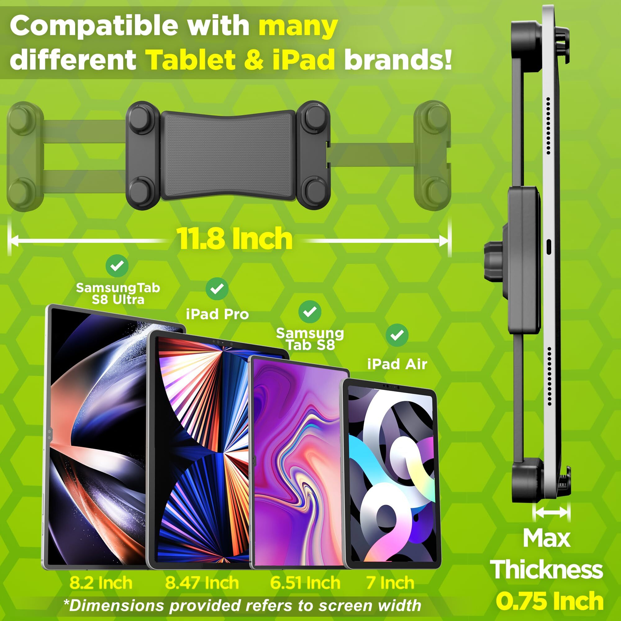 Truckules Tablet Mount For Truck - Heavy Duty Super Suction Cup For Tablet & Ipad Mount Truck Dashboard Windshield 16.7 Inch Long Arm & Stable  Compatible With Tablet & Ipad  Semi Truck 16.7 Inch