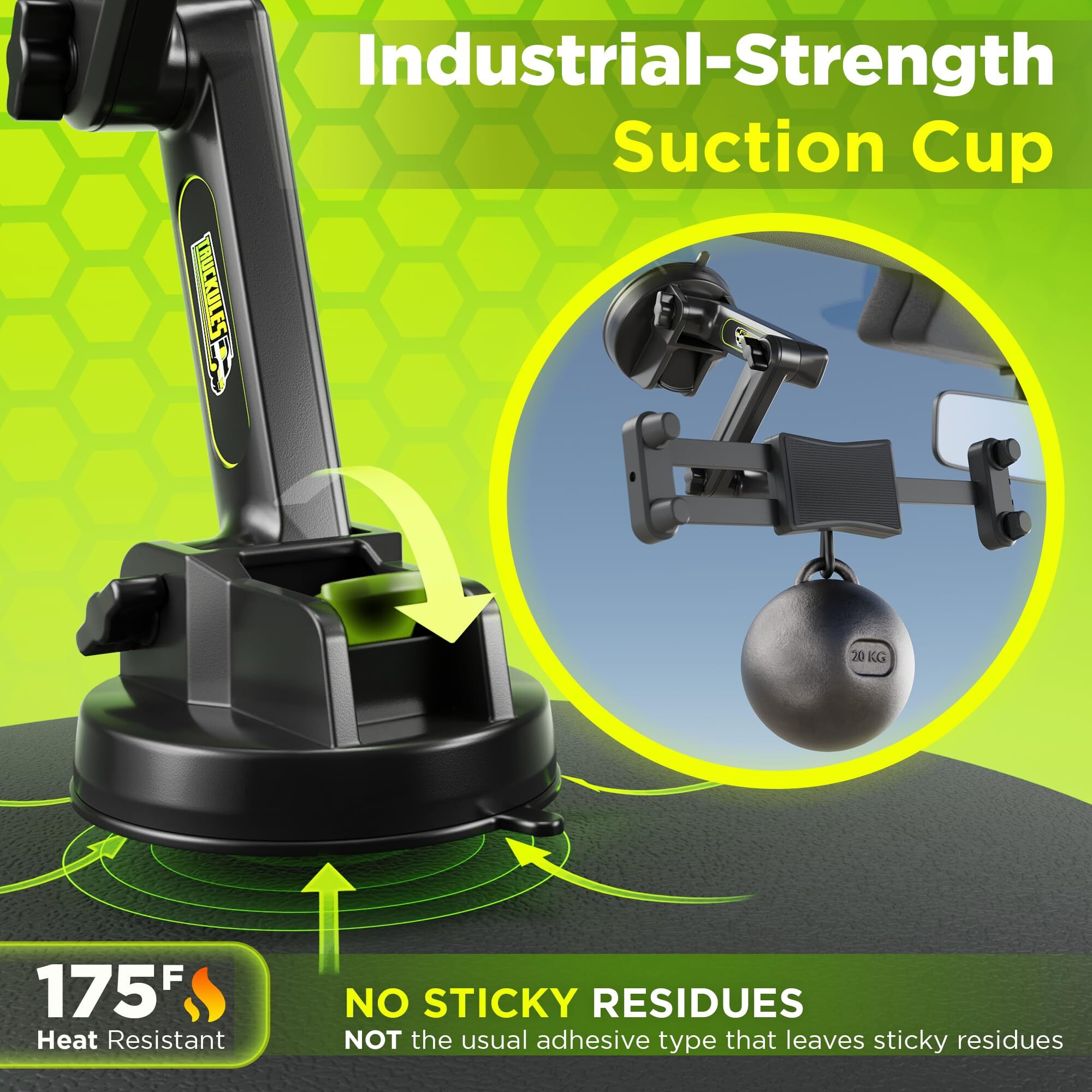 Truckules Tablet Mount For Truck - Heavy Duty Super Suction Cup For Tablet & Ipad Mount Truck Dashboard Windshield 16.7 Inch Long Arm & Stable  Compatible With Tablet & Ipad  Semi Truck 16.7 Inch